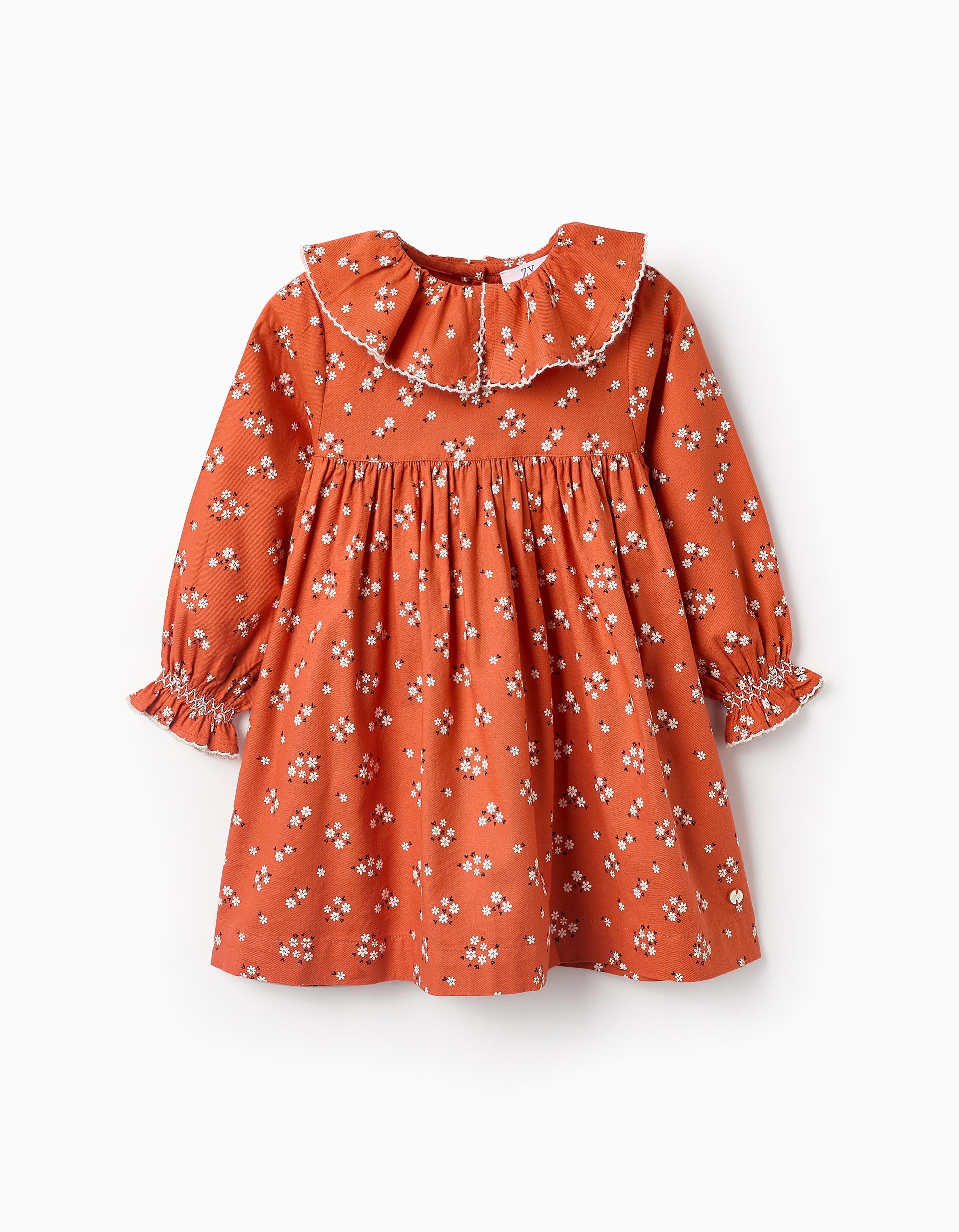 Vestido Floral em Algodão para Bebé Menina, Laranja