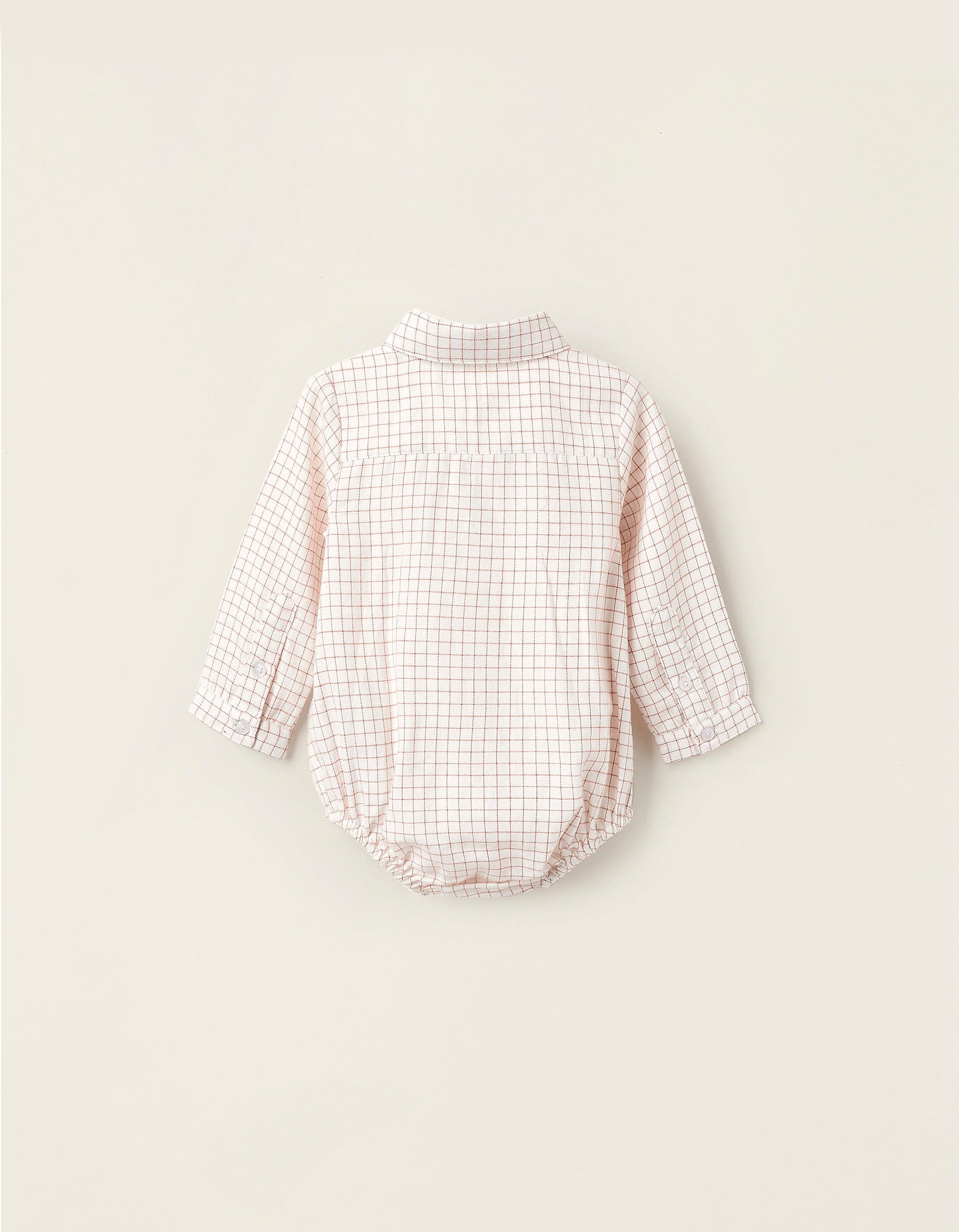 Plaid Bodysuit for Newborn Boys, White/Orange