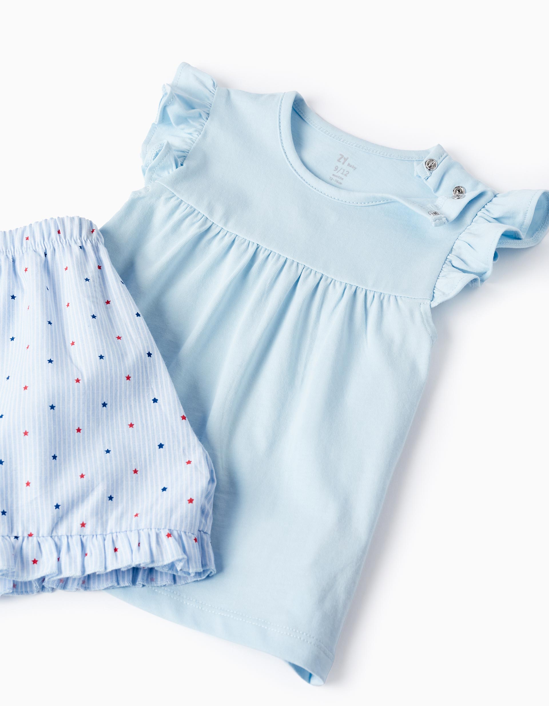 Pijama de Algodón con Estrellas para Bebé Niña, Azul