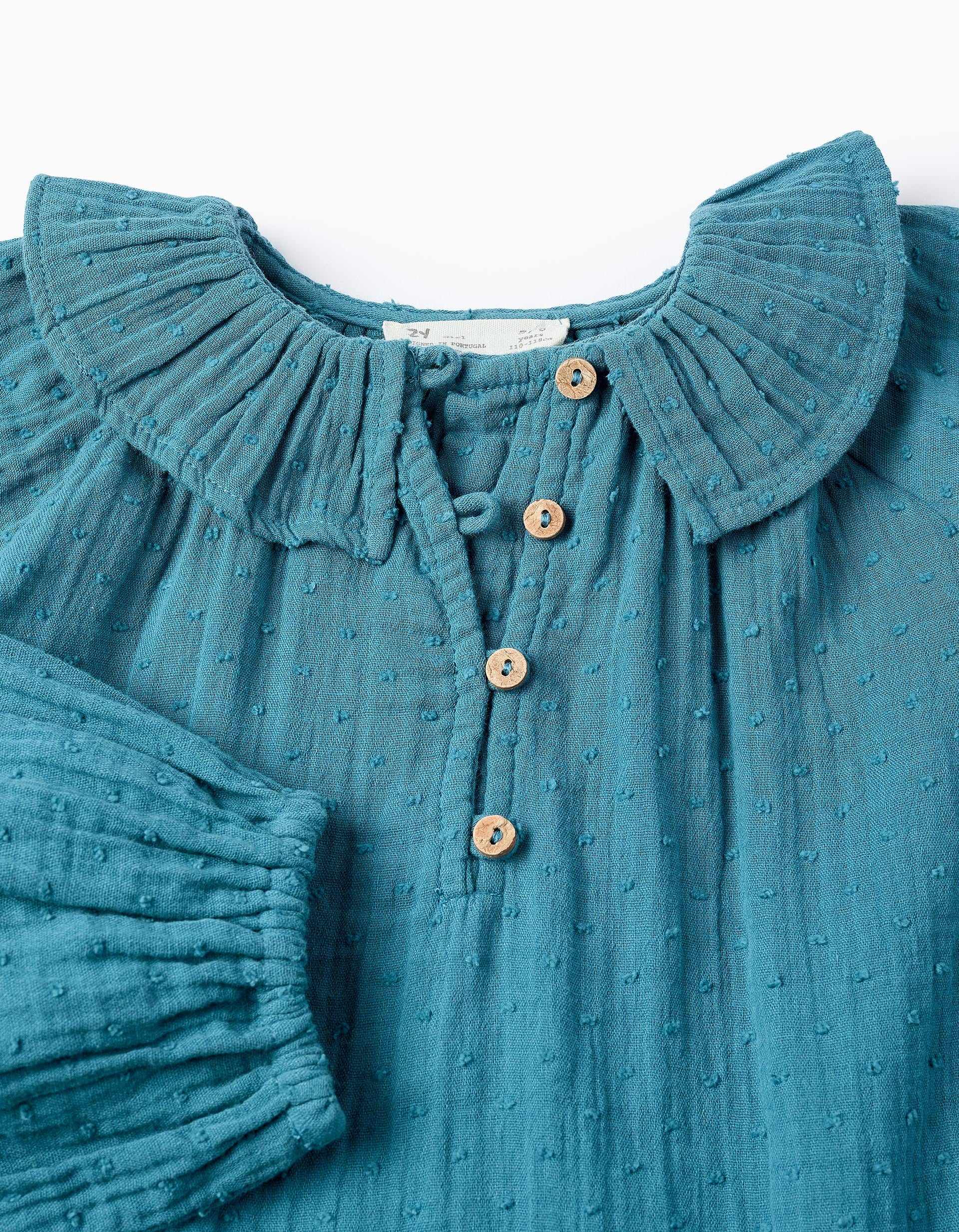 Chemise en Coton Mousseline pour Fille, Turquoise