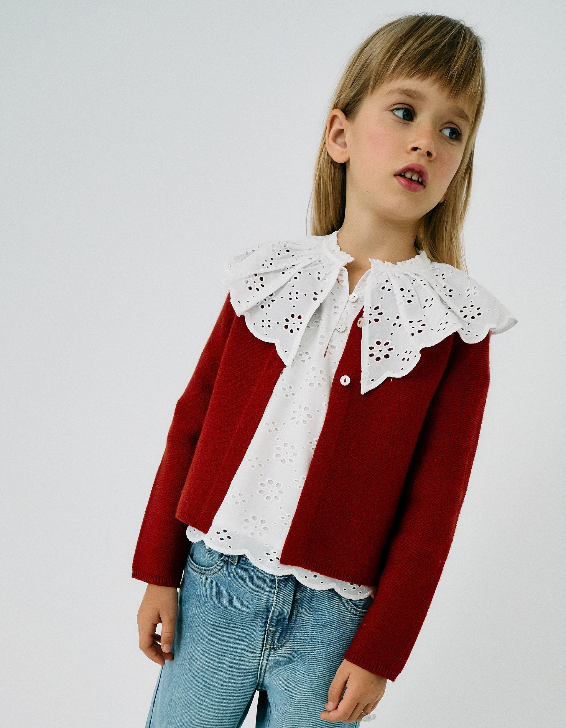 Cardigan for Girls, Dark Red