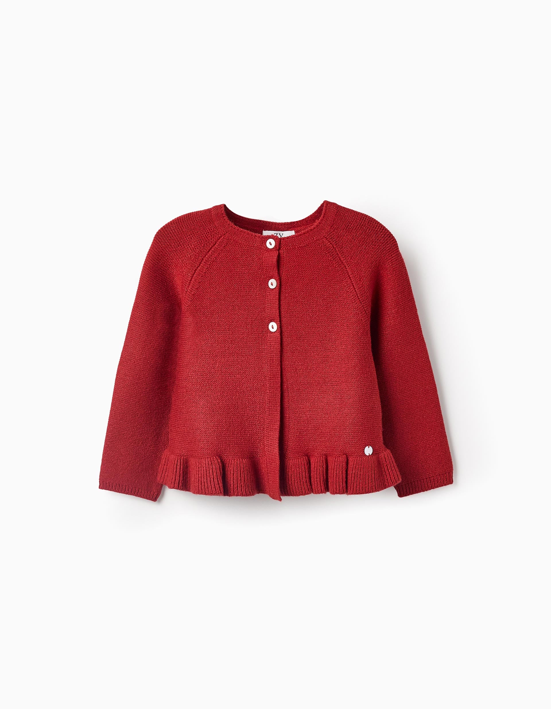 Chaqueta de Punto con Volantes para Bebé Niña, Rojo Ladrillo