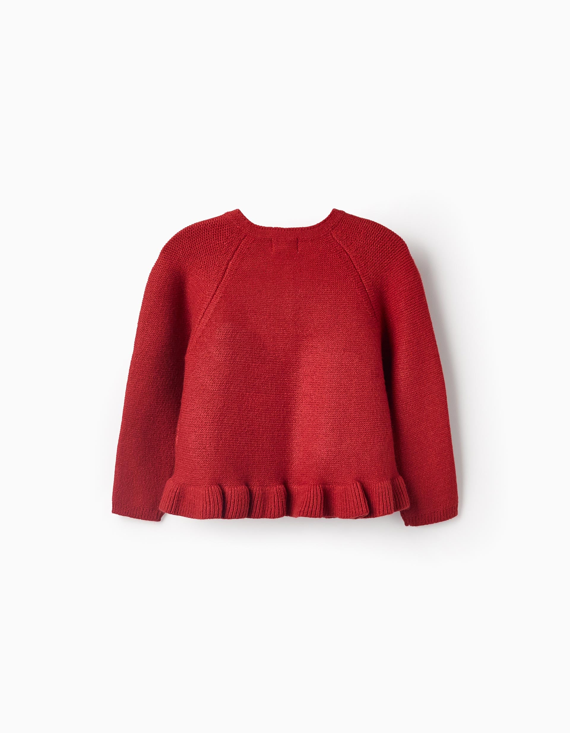 Chaqueta de Punto con Volantes para Bebé Niña, Rojo Ladrillo