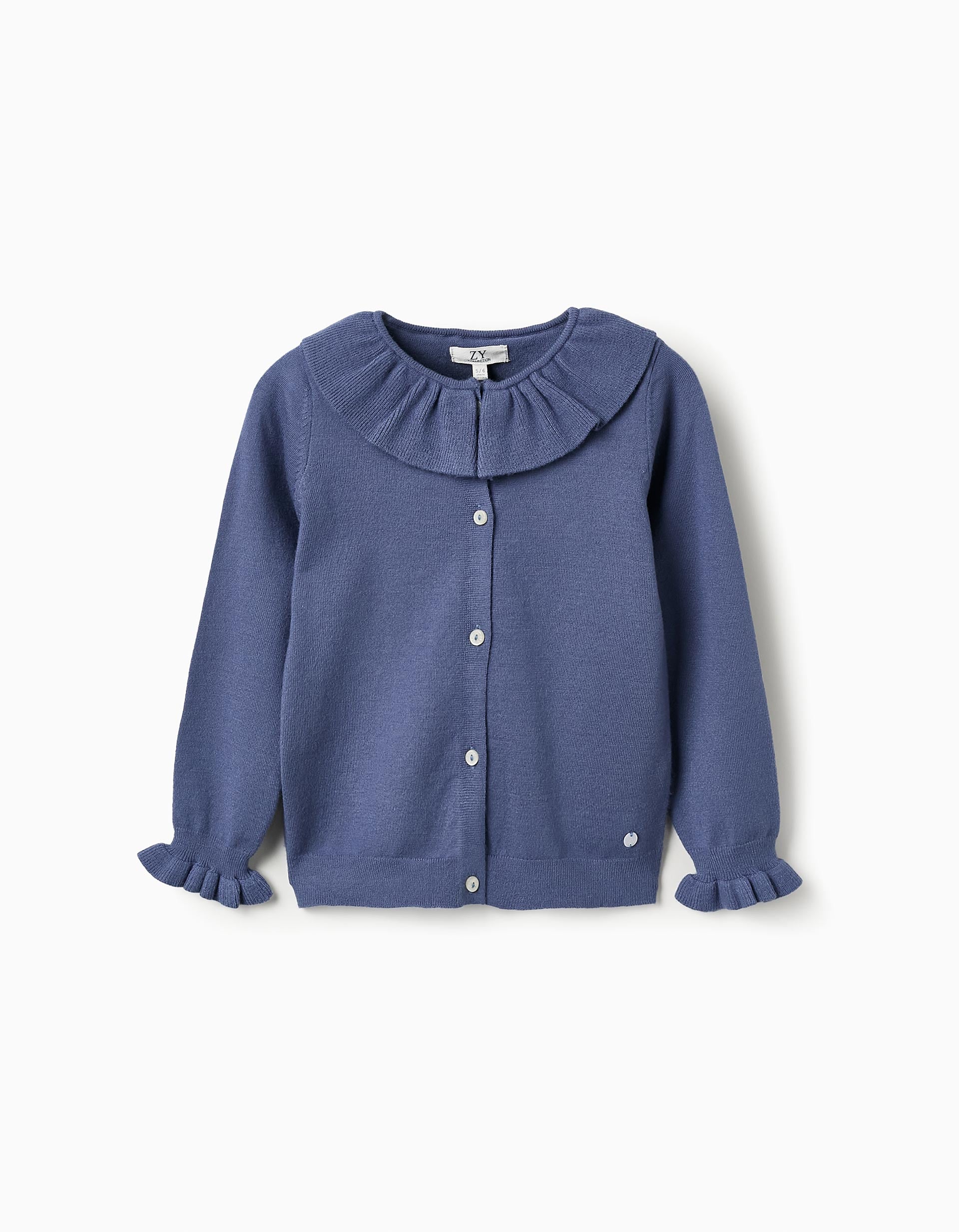 Gilet en Maille avec Volants pour Fille, Bleu