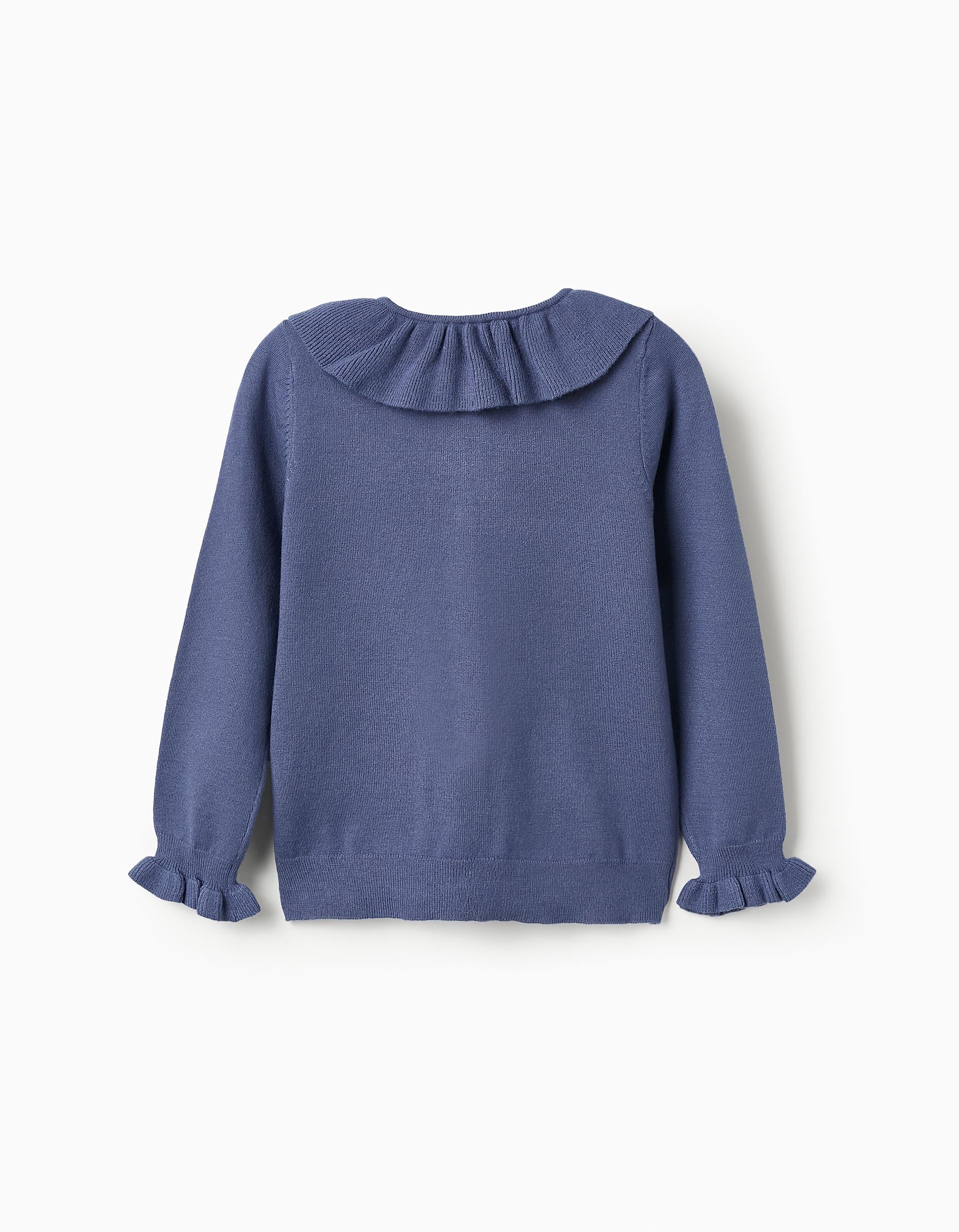 Gilet en Maille avec Volants pour Fille, Bleu