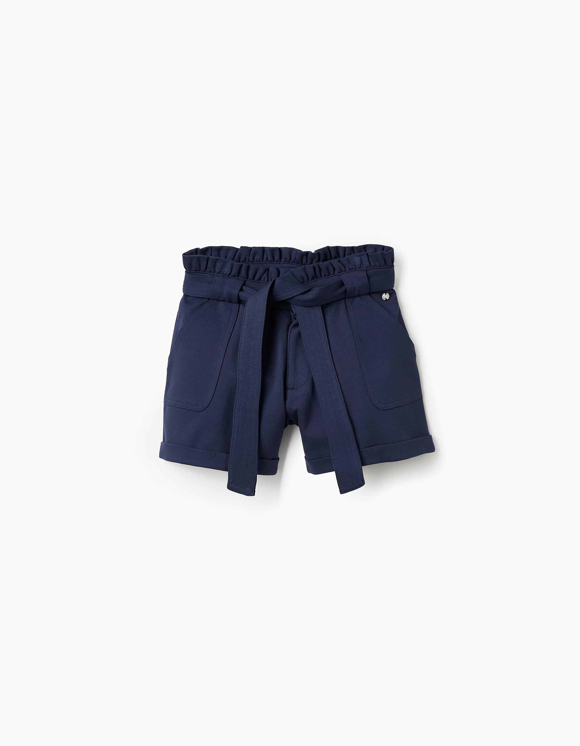 Short en Punto Roma para Niña, Azul Oscuro