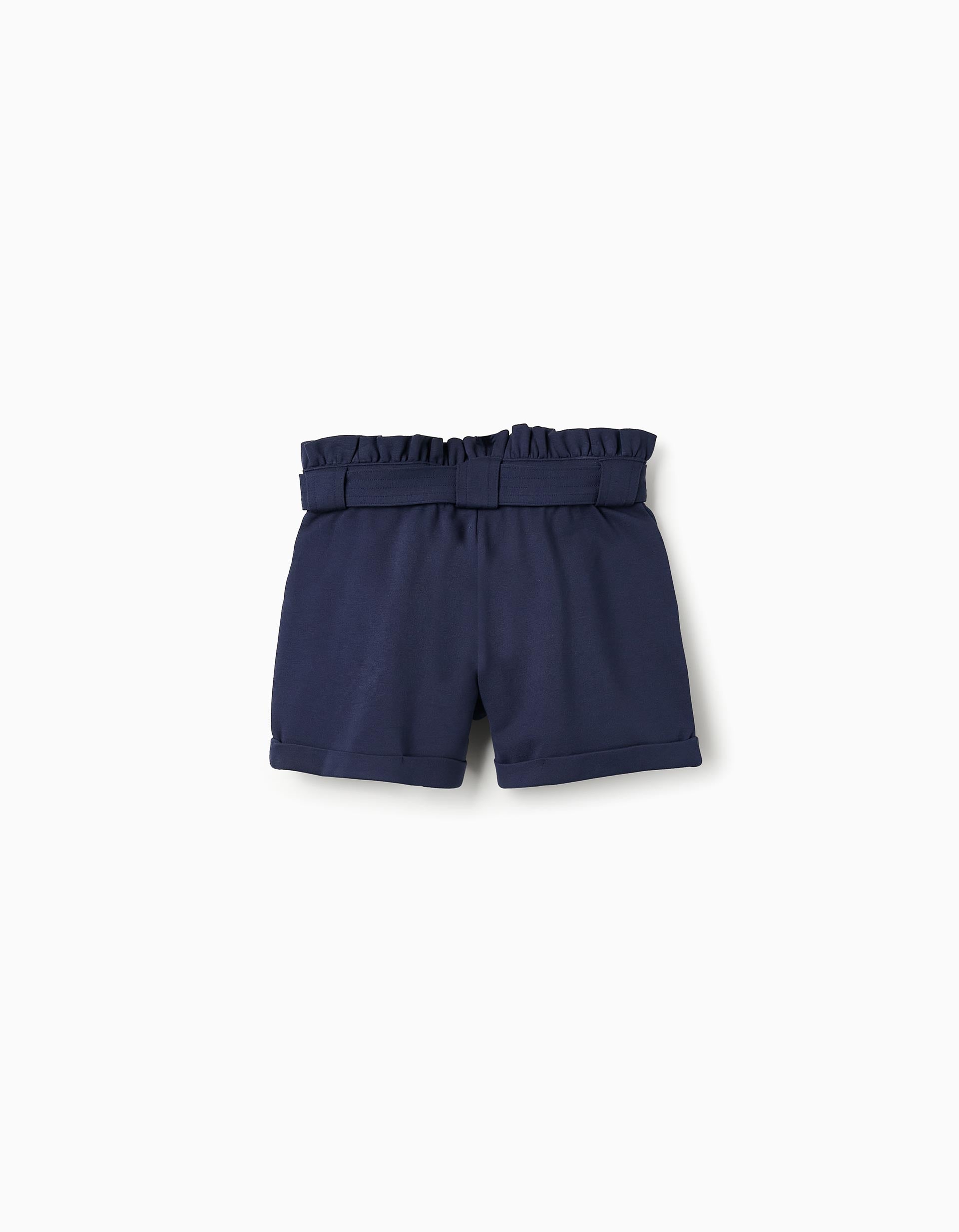 Short en Punto Roma para Niña, Azul Oscuro