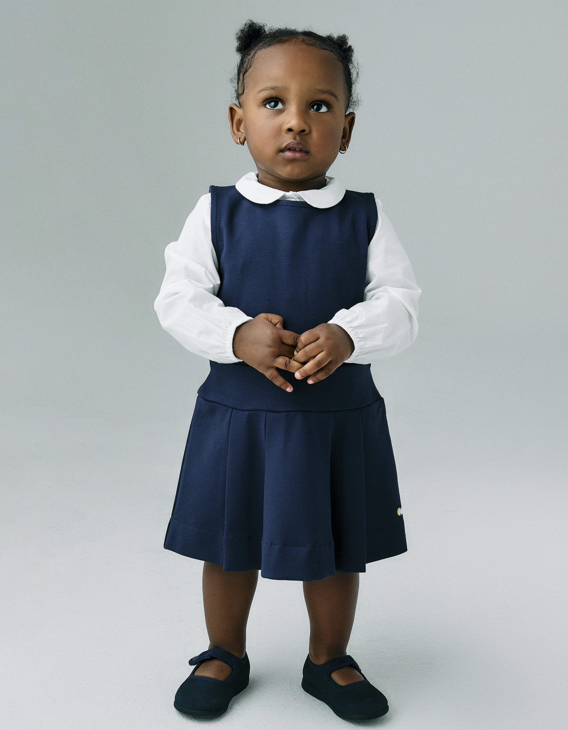 Vestido en Punto Roma para Bebé Niña, Azul Oscuro