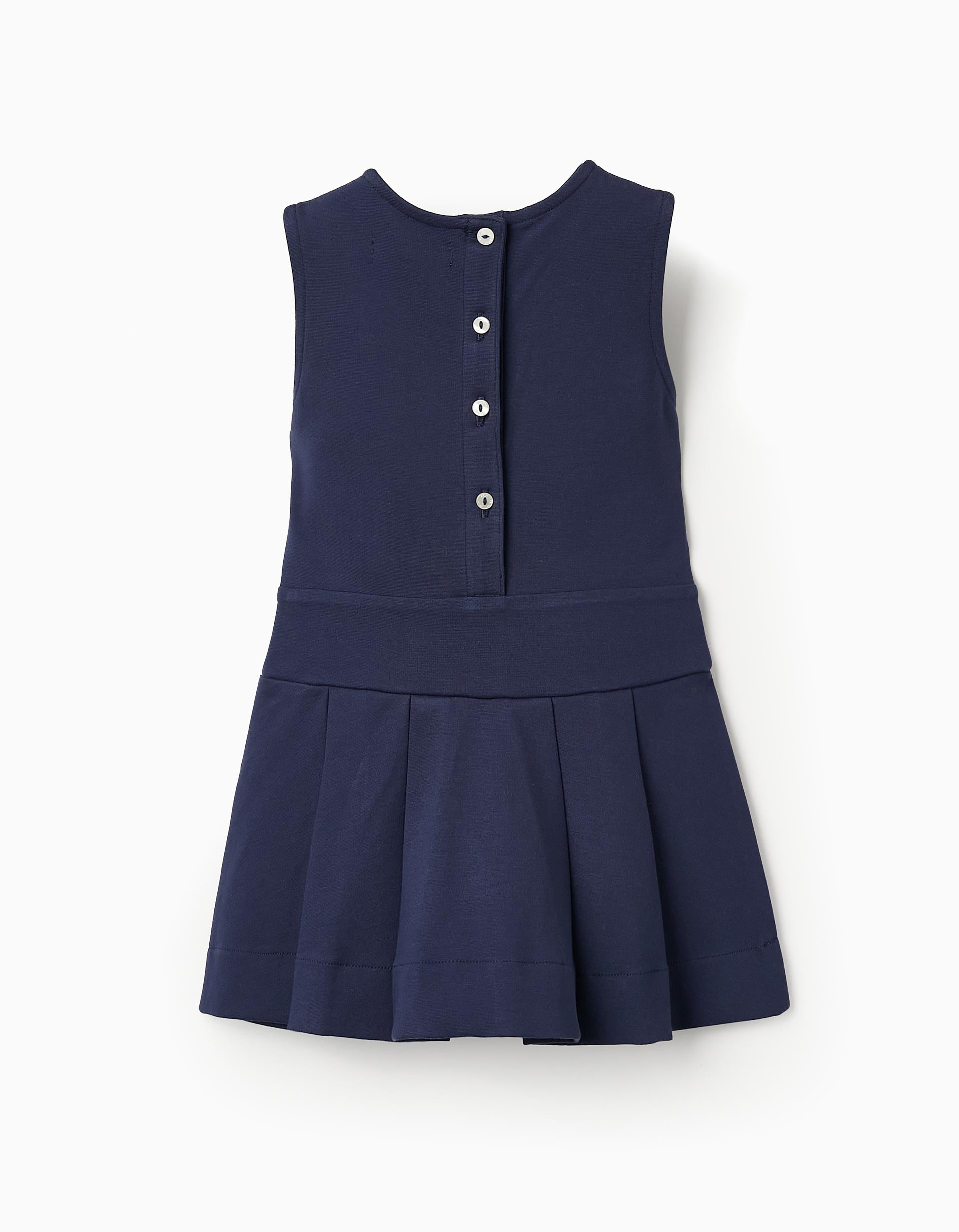 Robe en Maille Point de Rome pour Bébé Fille, Bleu Foncé