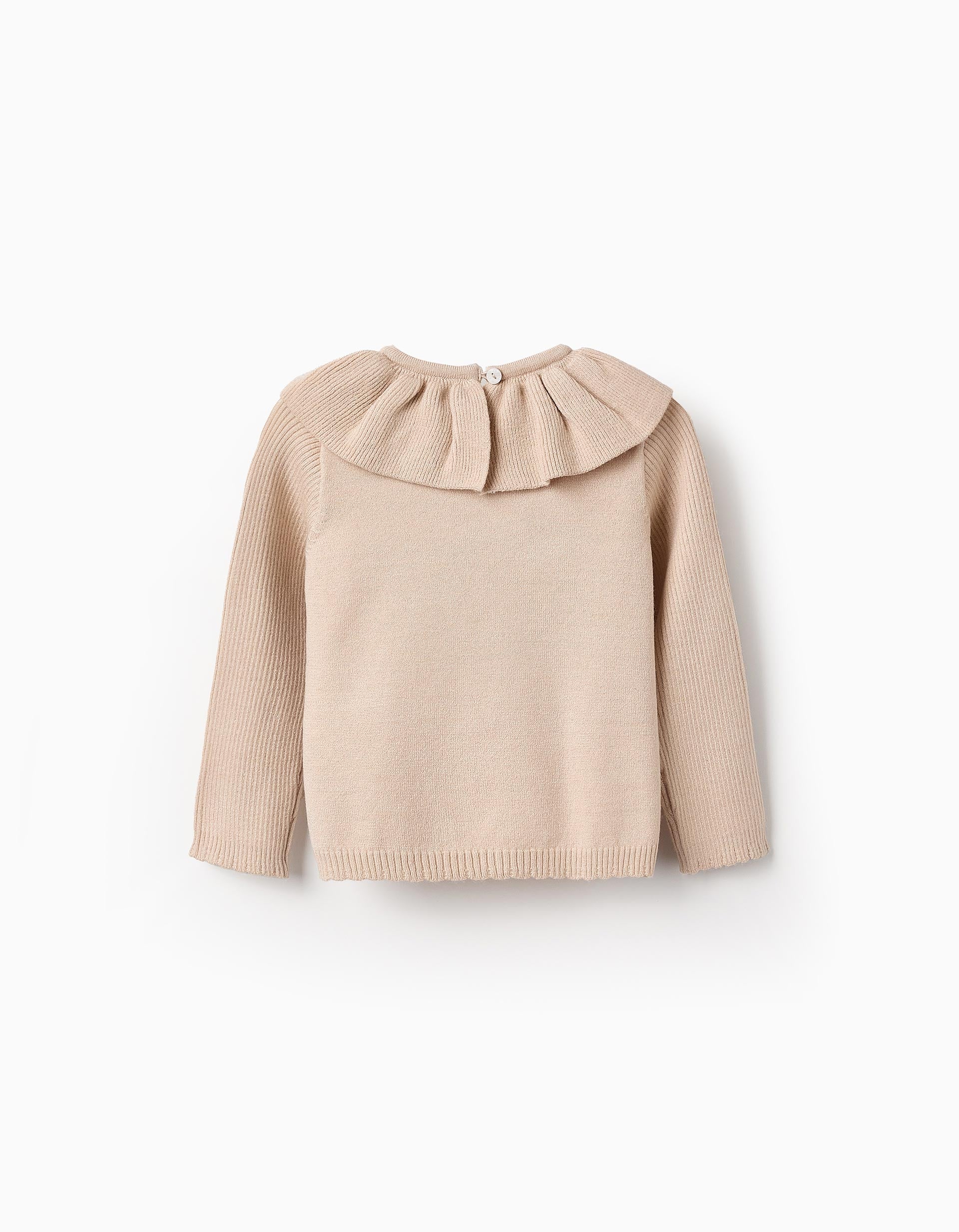 Knit Jumper with Ruffles for Baby Girls, Beige