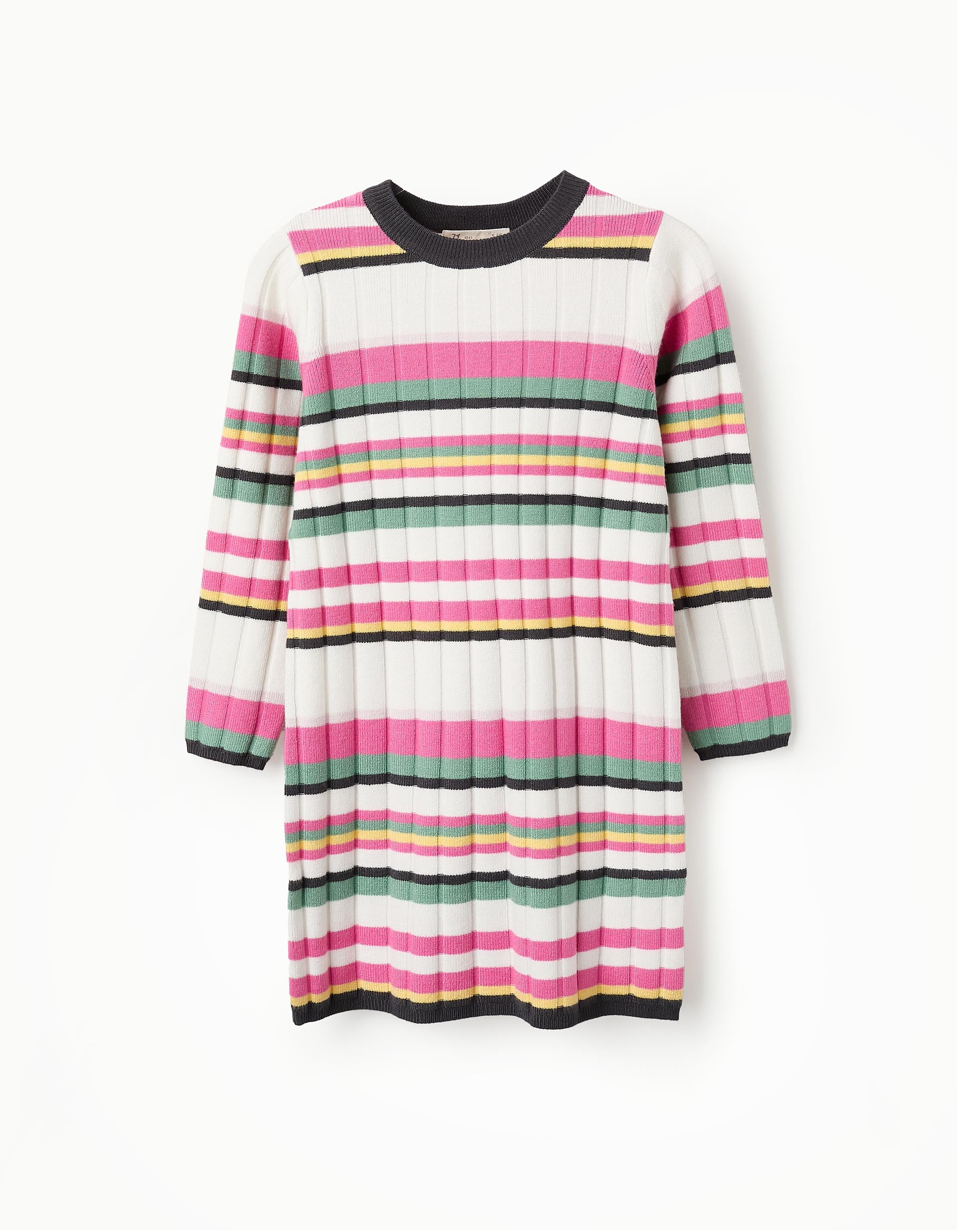 Robe Côtelée à Rayures pour Fille, Multicolore