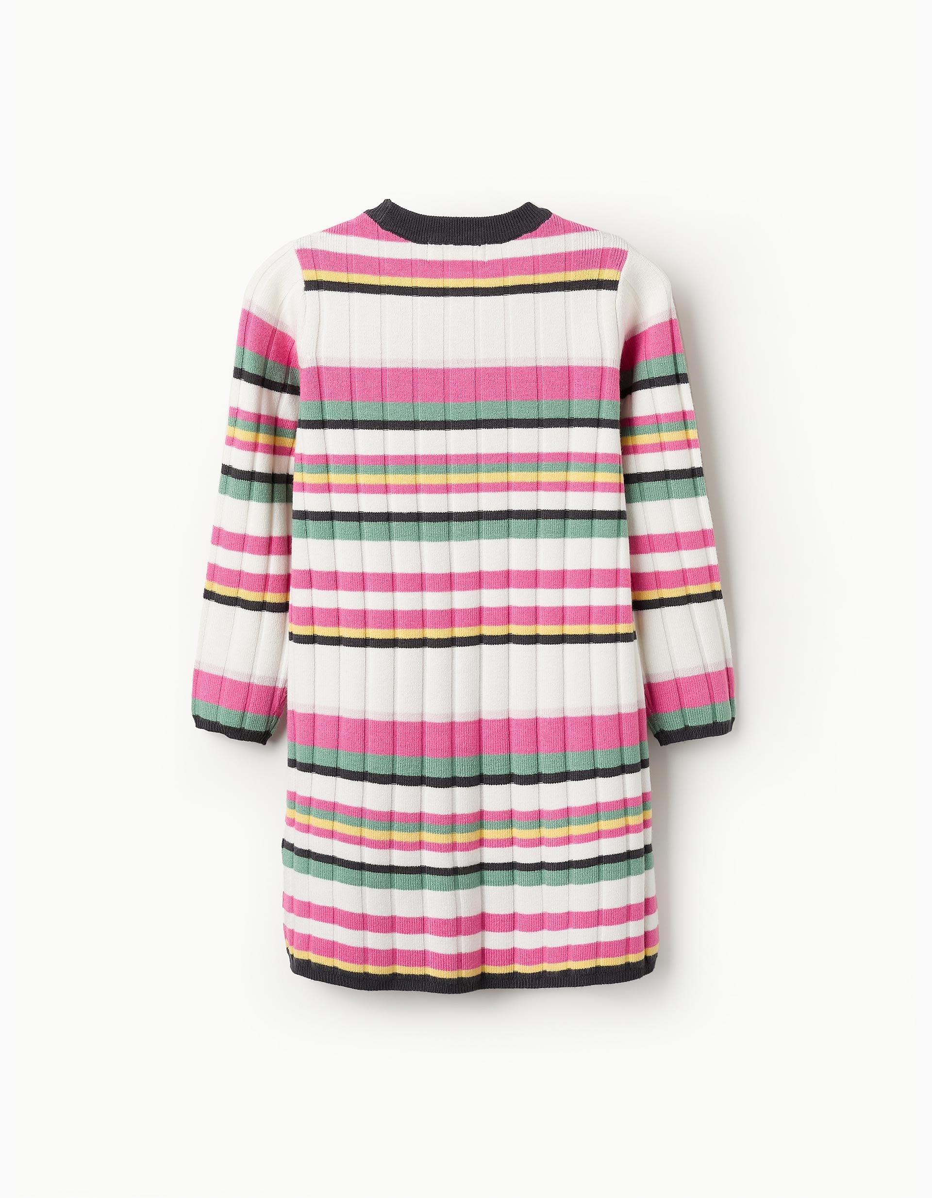 Robe Côtelée à Rayures pour Fille, Multicolore