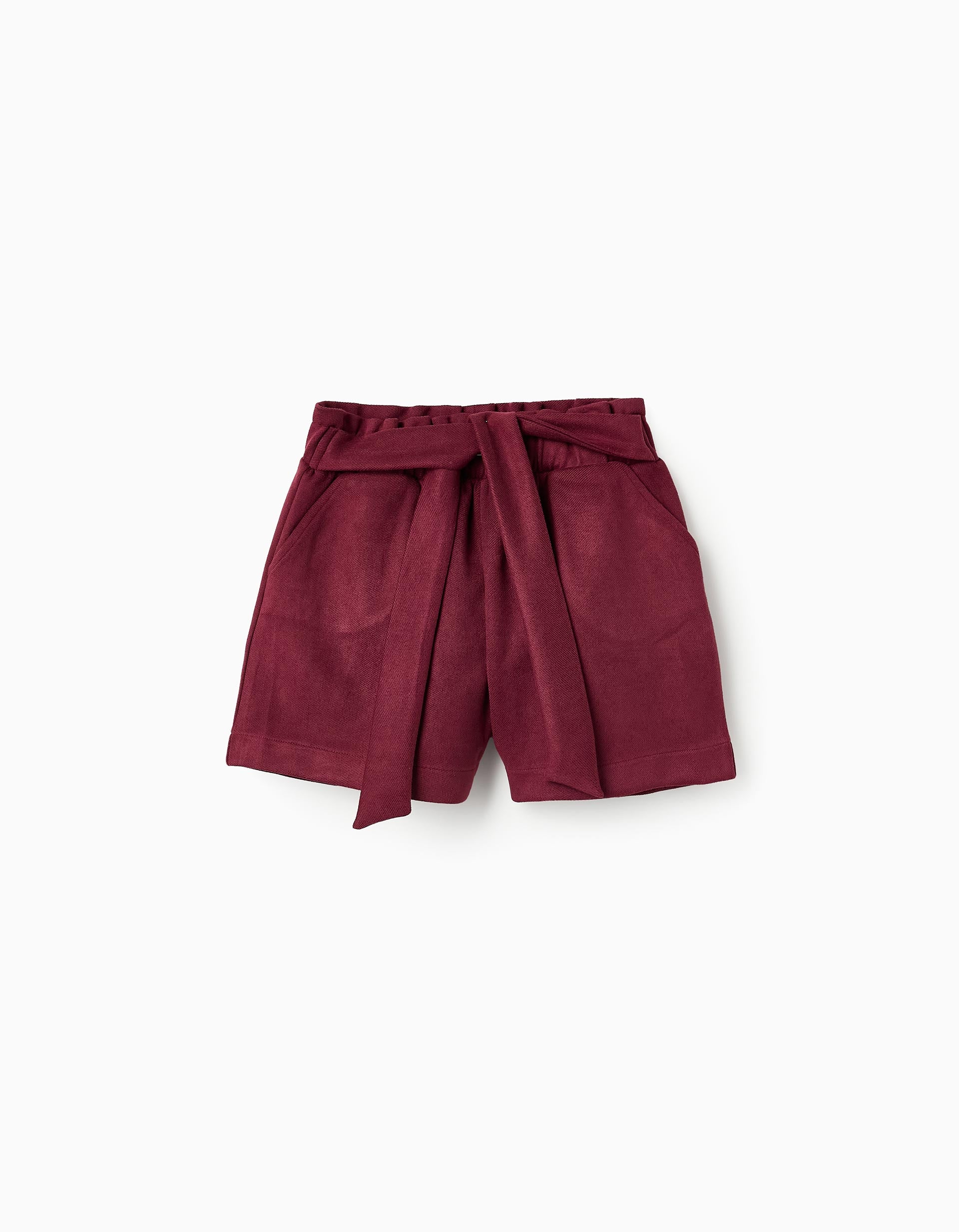 Short en Velours avec Rubans pour Fille, Bordeaux