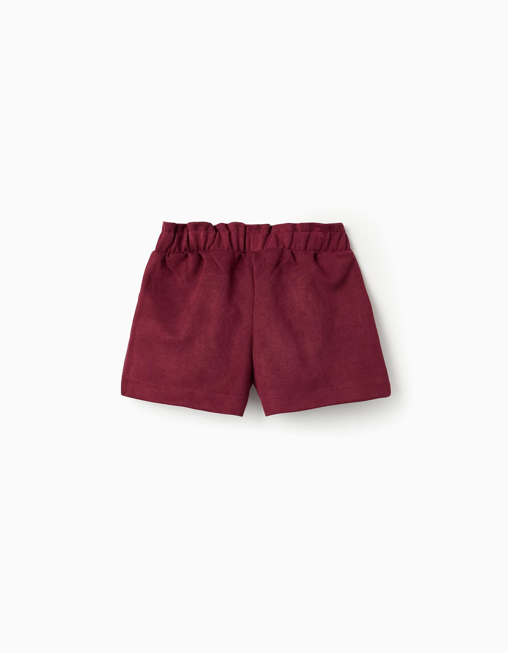 Short en Velours avec Rubans pour Fille, Bordeaux