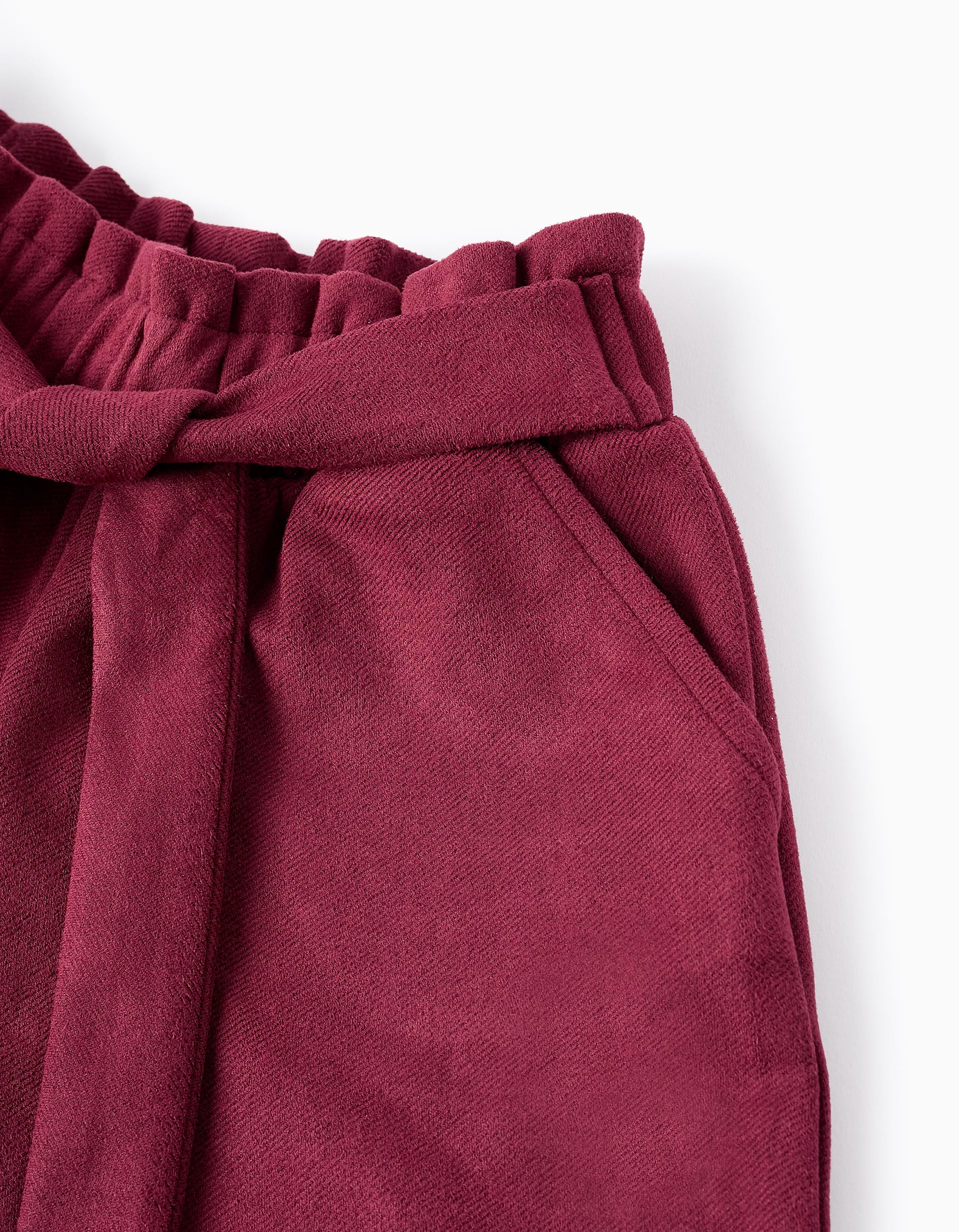 Velour Shorts with Ribbon for Girls, Burgundy