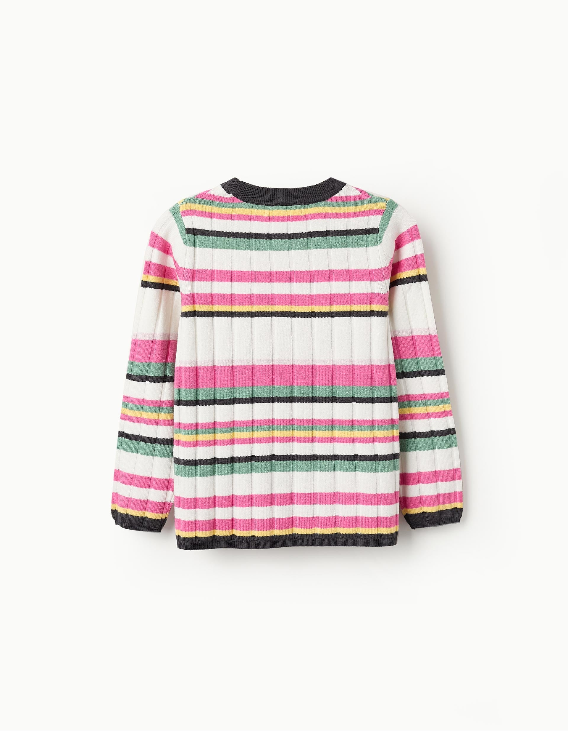 Jersey de Canalé a Rayas para Niña, Multicolor