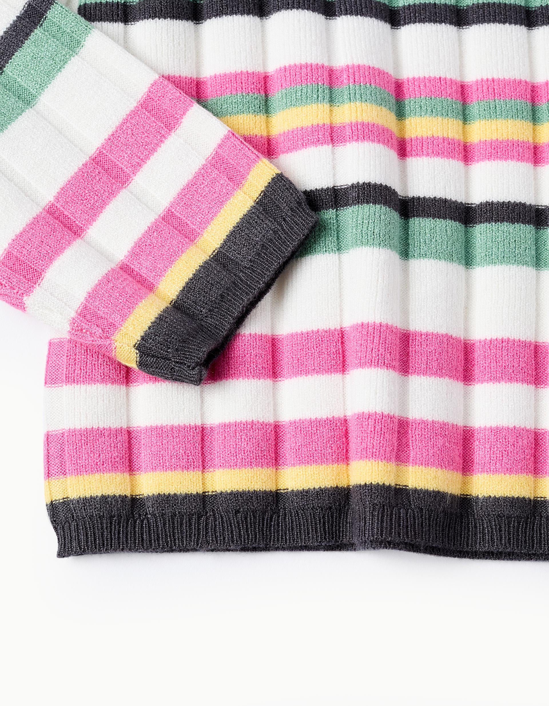 Ribbed Striped Jumper for Girls, Multicolour