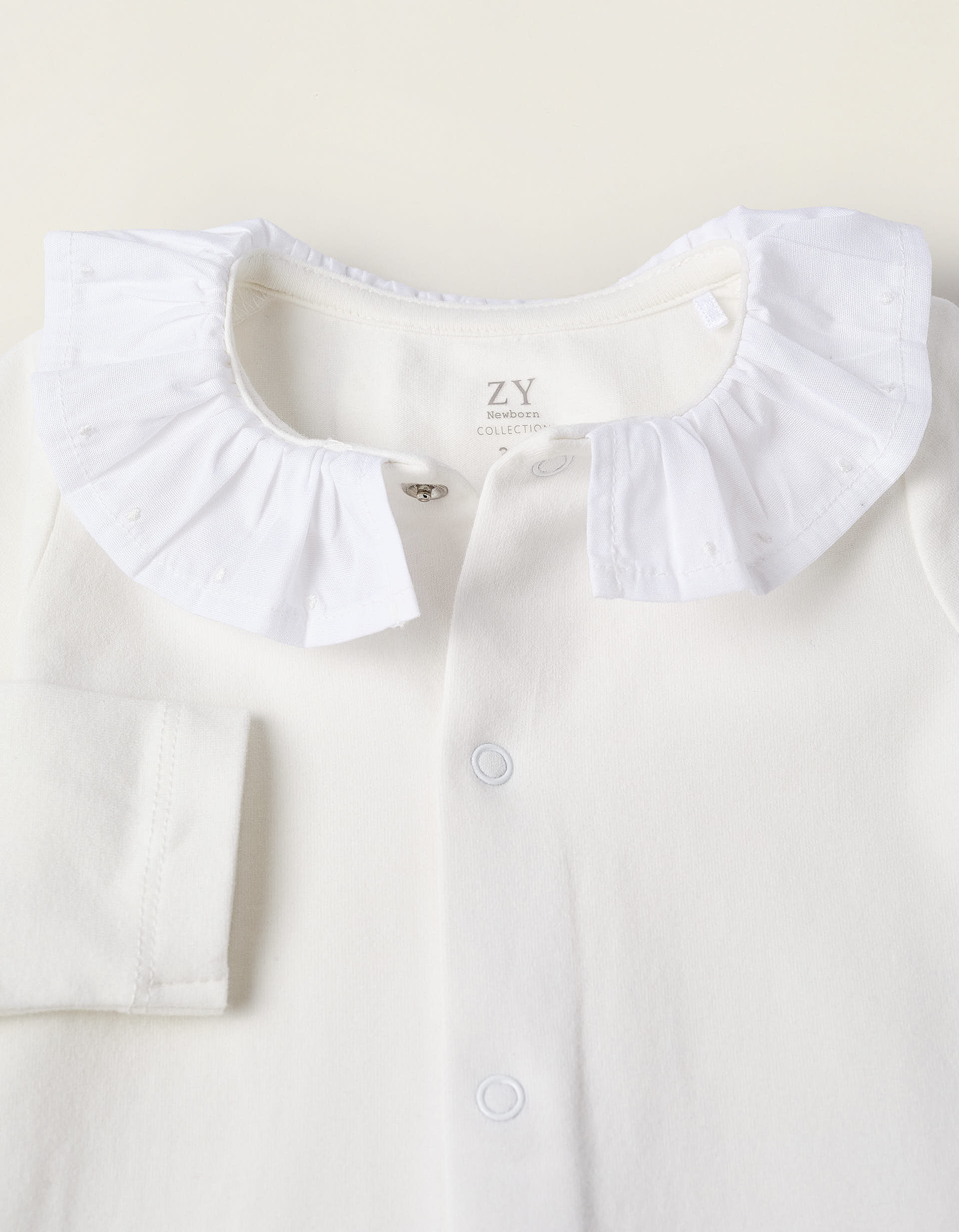 Body-Camisa com Folhos para Recém-Nascida, Branco