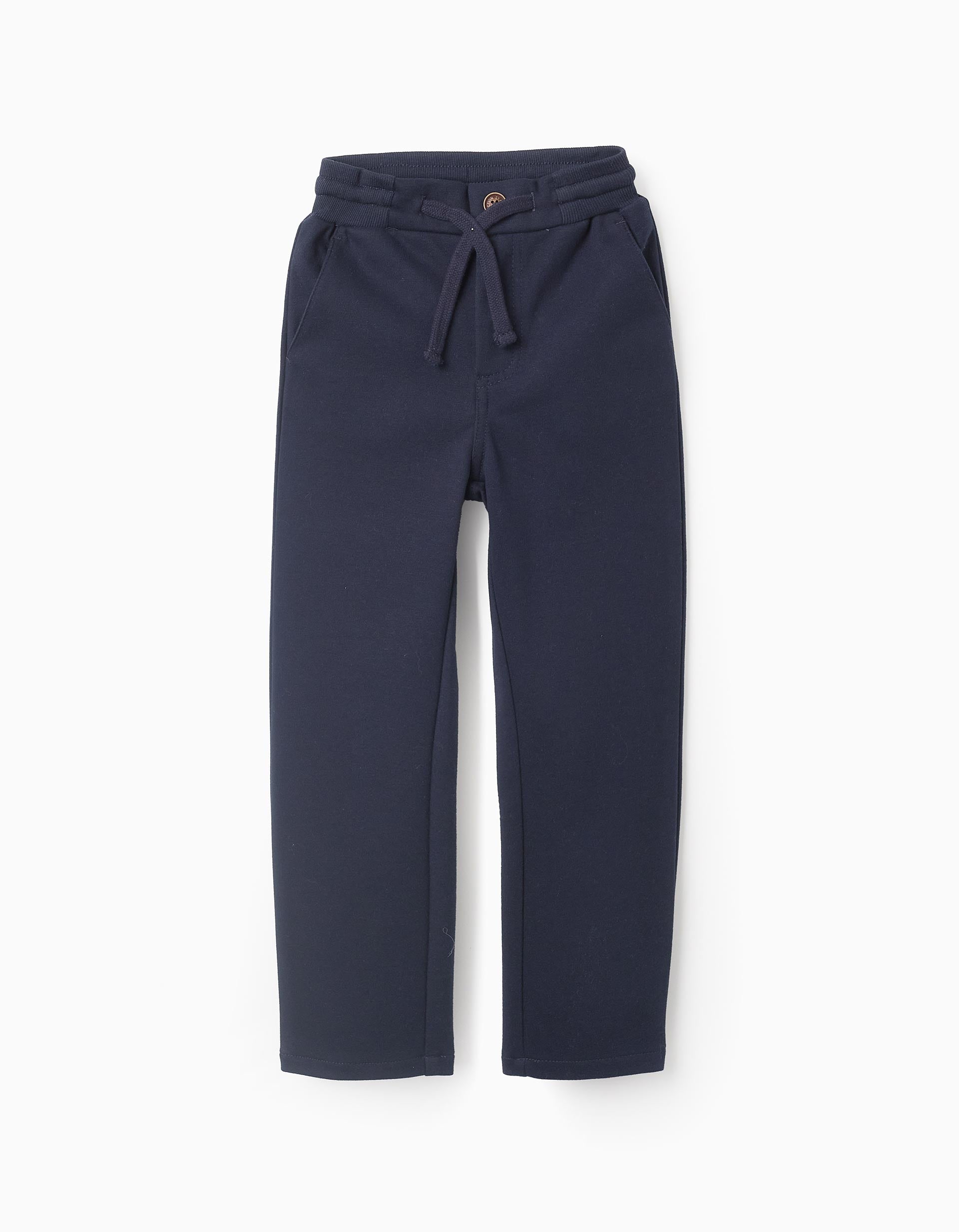 Pantalón Elegante en Interlock para Niño 'Straight', Azul Oscuro