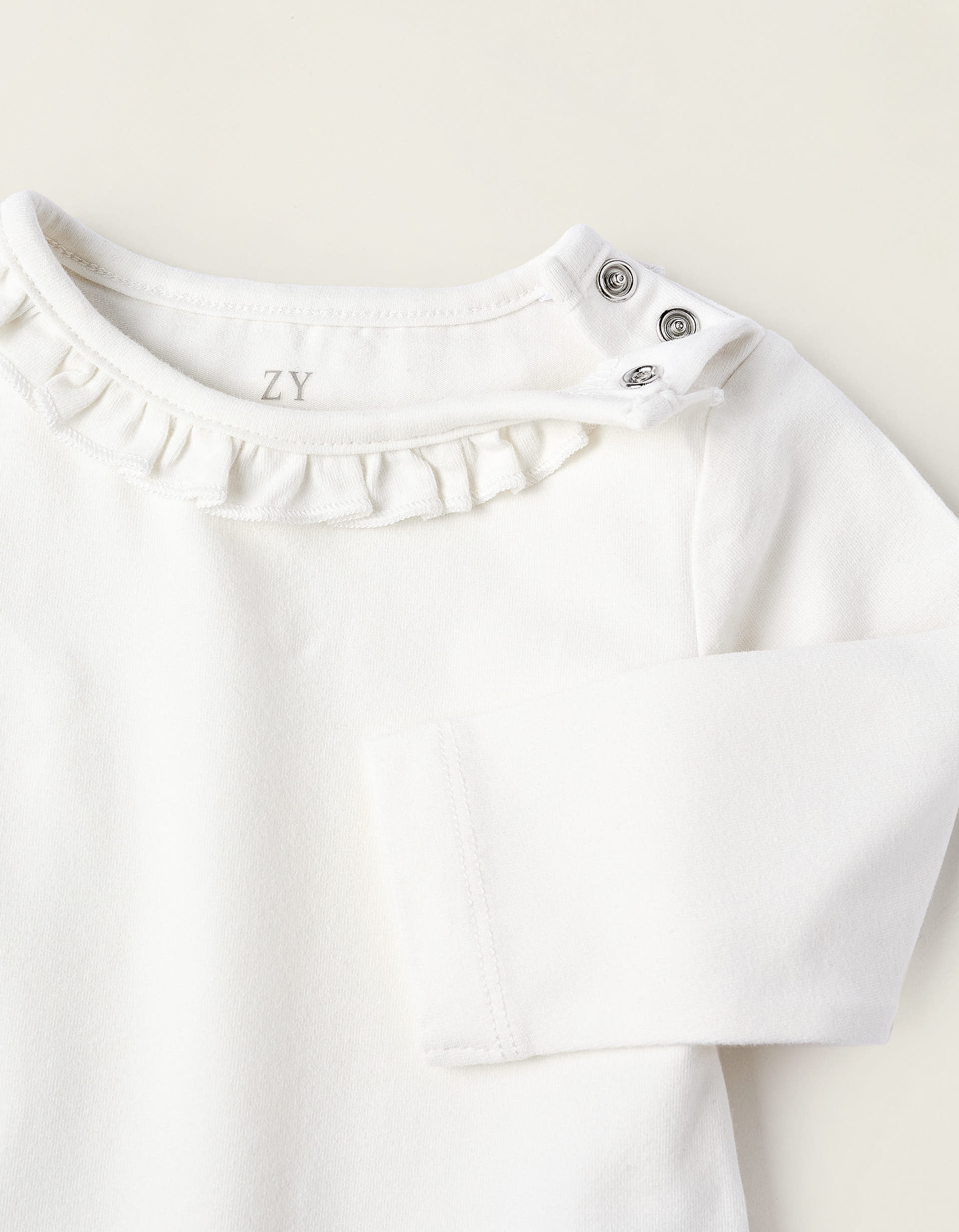 Bodysuit with Frills for Newborn Girls, White