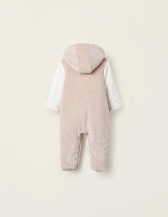 Babygrow Almofadado de Veludo para Bebé 'Ouriço', Branco/Bege