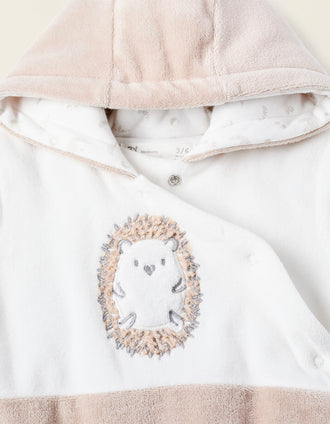 Babygrow Almofadado de Veludo para Bebé 'Ouriço', Branco/Bege