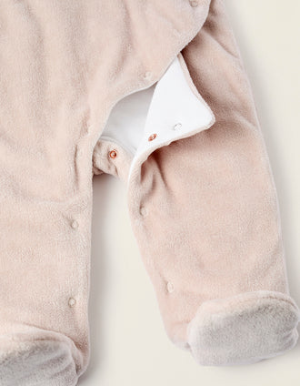Babygrow Almofadado de Veludo para Bebé 'Ouriço', Branco/Bege