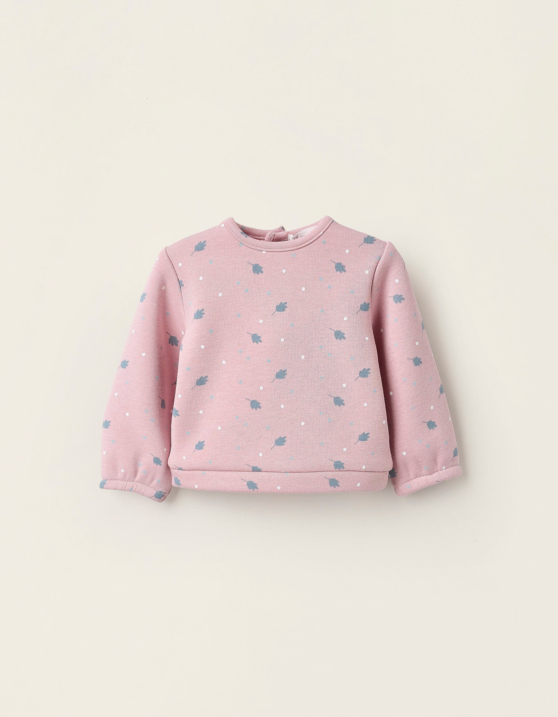 Sudadera Perchada para Recién Nacida 'Leaves', Rosa