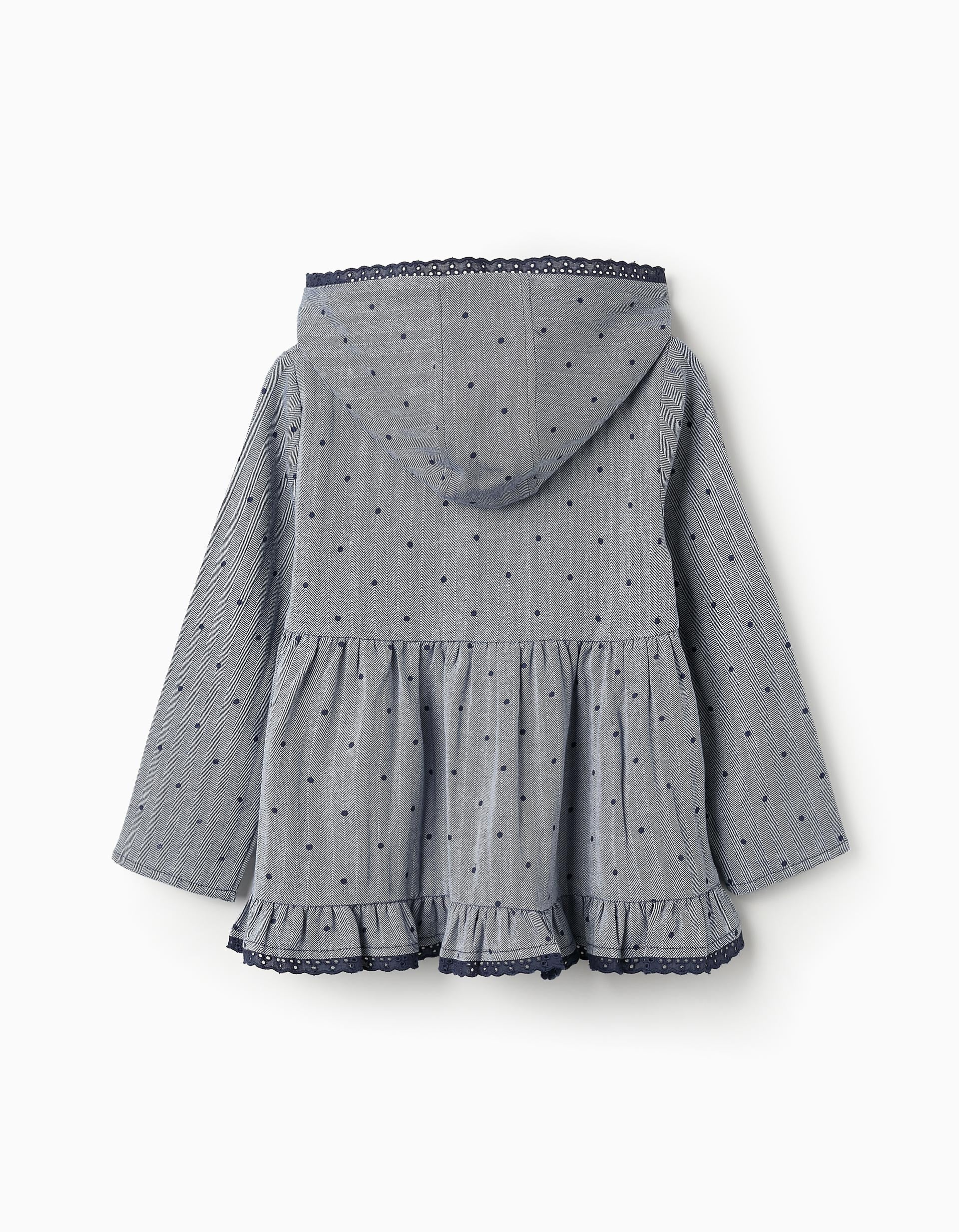 Chemise avec Capuche et Broderie anglaise pour Fille, Bleu