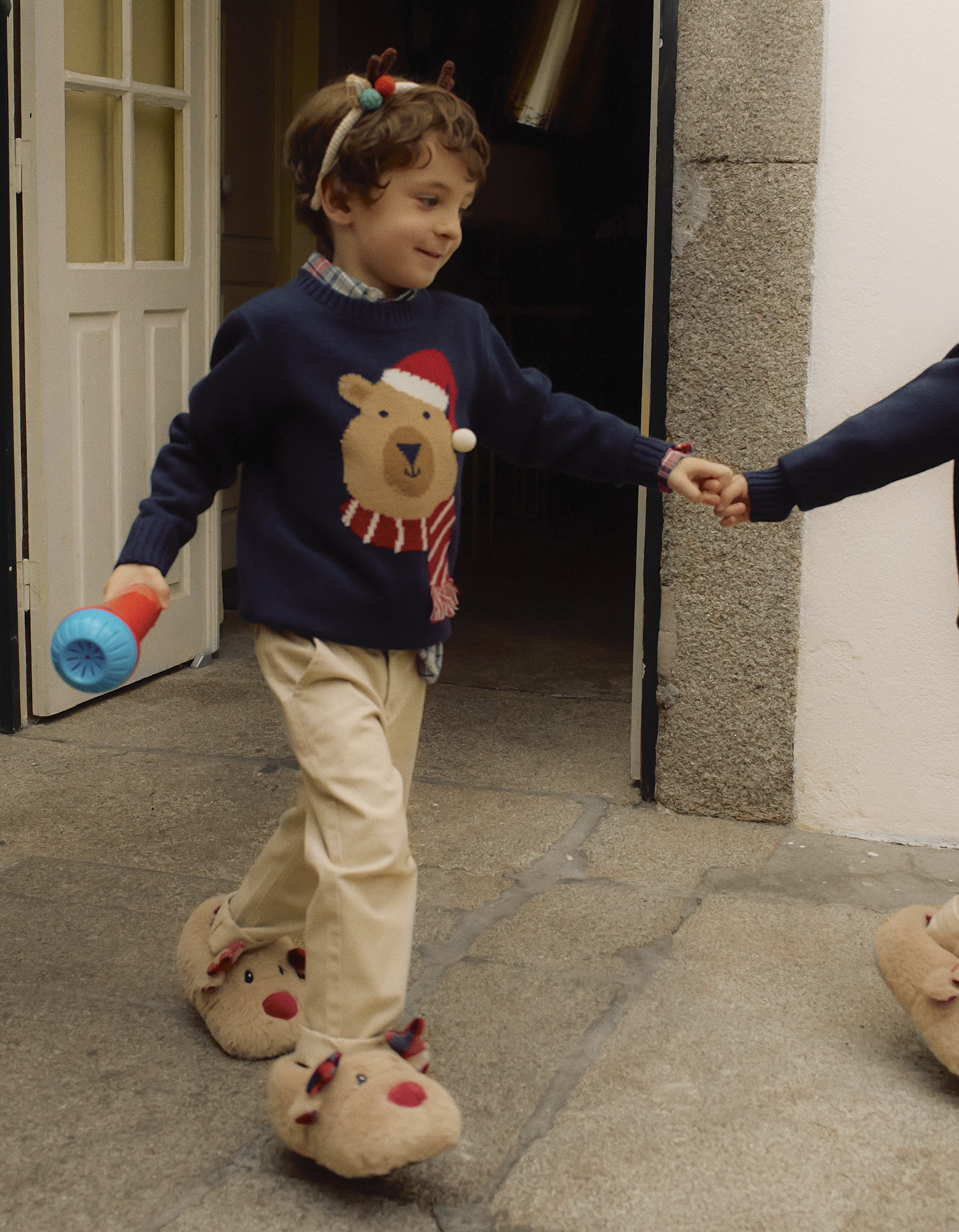 Jersey de Punto con Pompones para Niño, Azul Oscuro