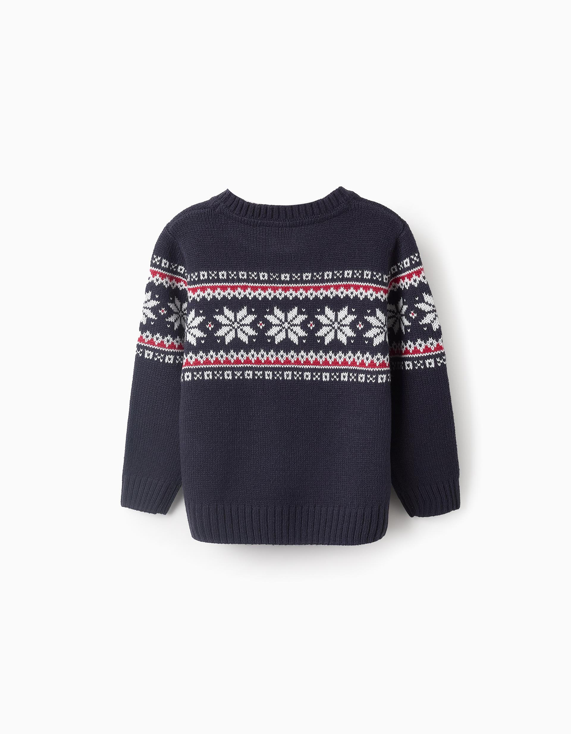 Knitted Jumper with Jacquard for Boys, Dark Blue