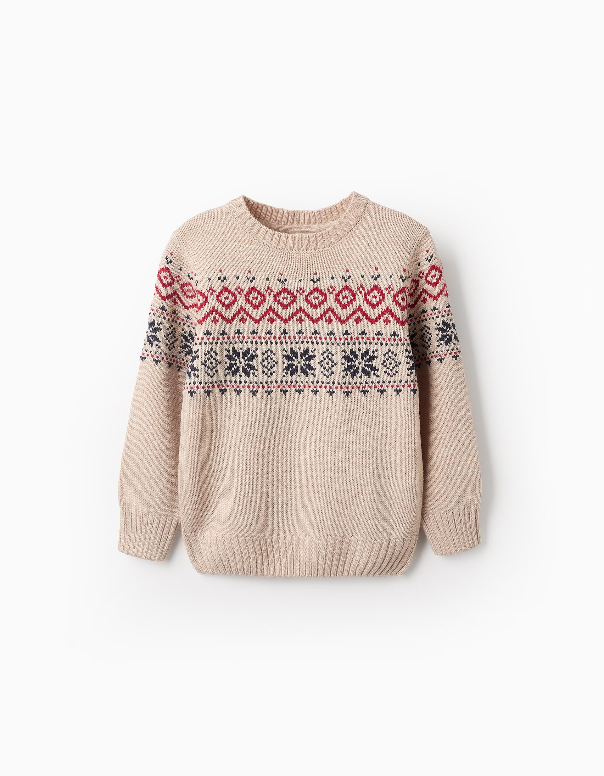 Jumper with Jacquard for Boys, Beige