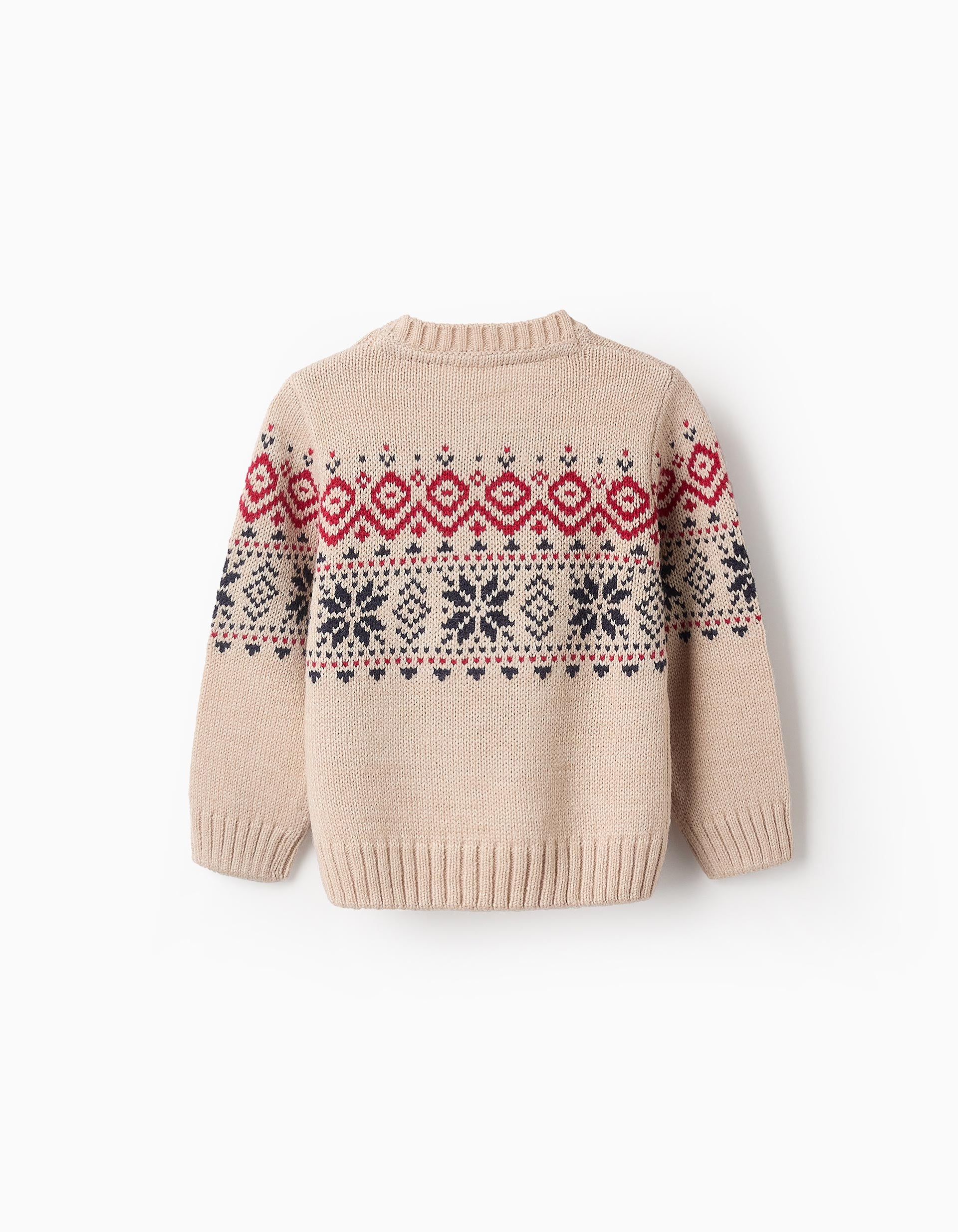 Jumper with Jacquard for Baby Boys, Beige