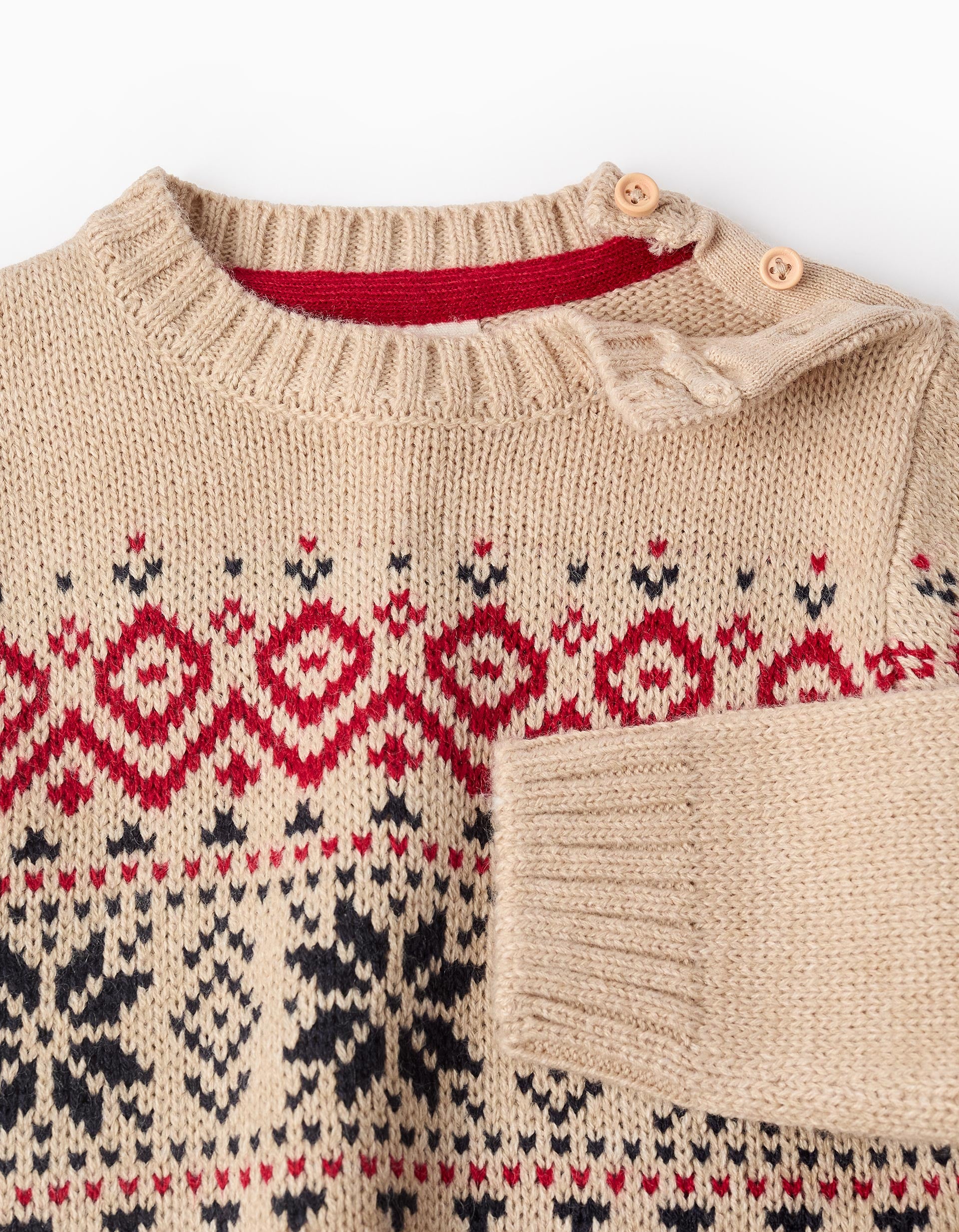 Jumper with Jacquard for Baby Boys, Beige