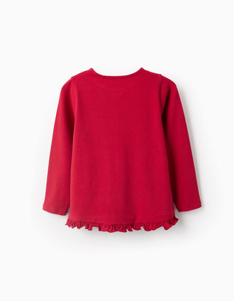 Long Sleeve T-shirt with Glitter for Girls, Red