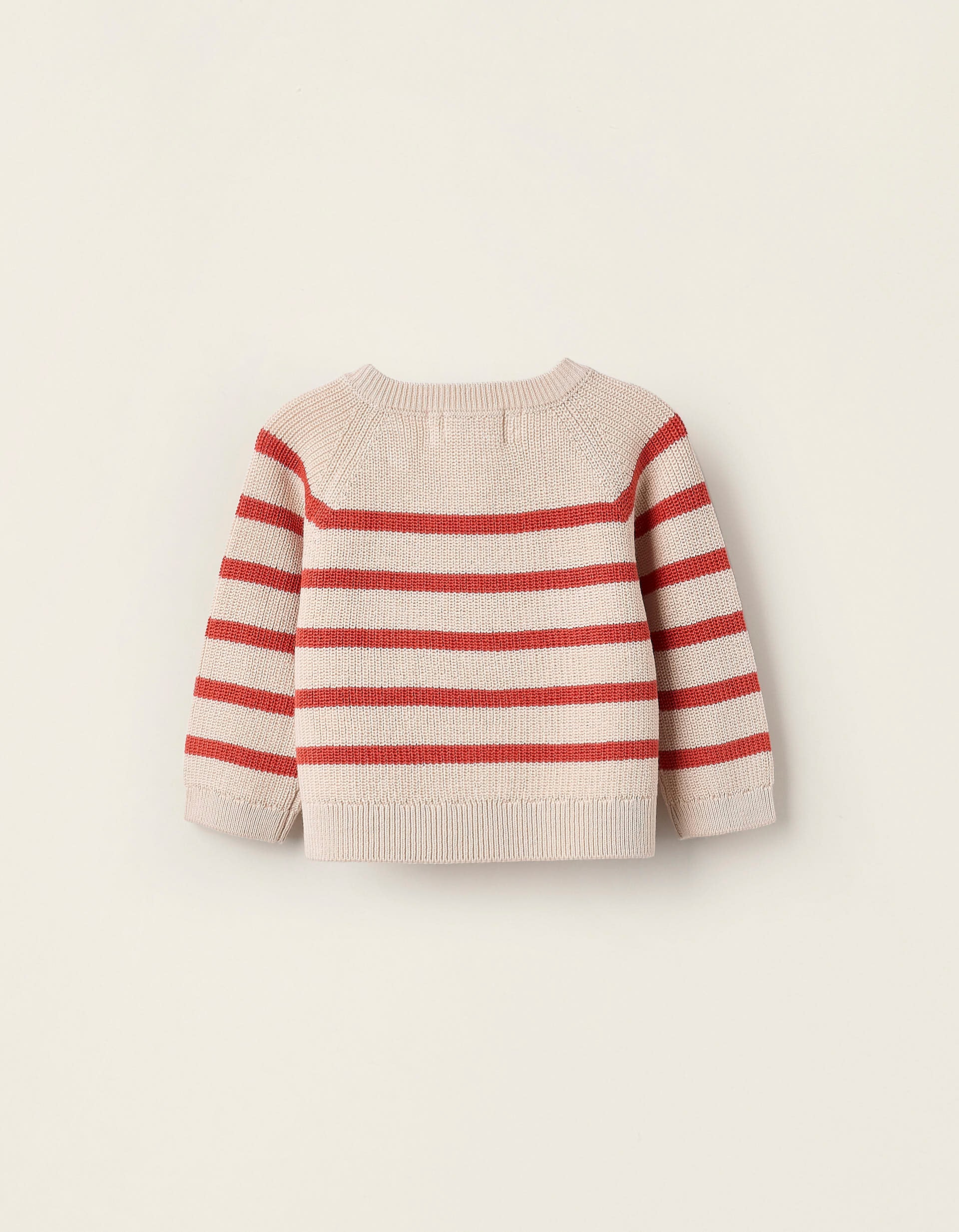 Pull en Maille à Rayures pour Nouveau-Né, Beige/Orange