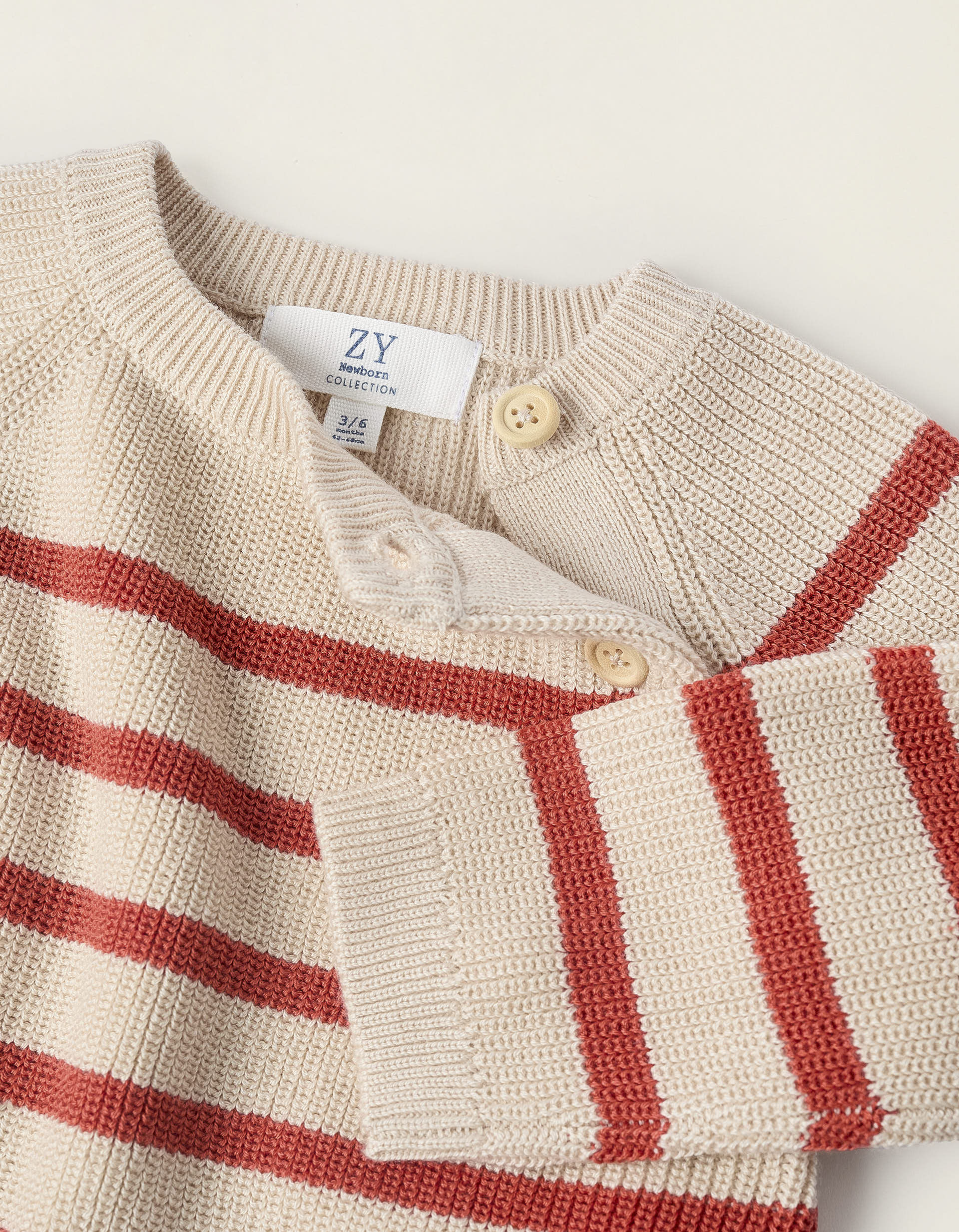 Striped Jumper for Newborns, Beige/Orange