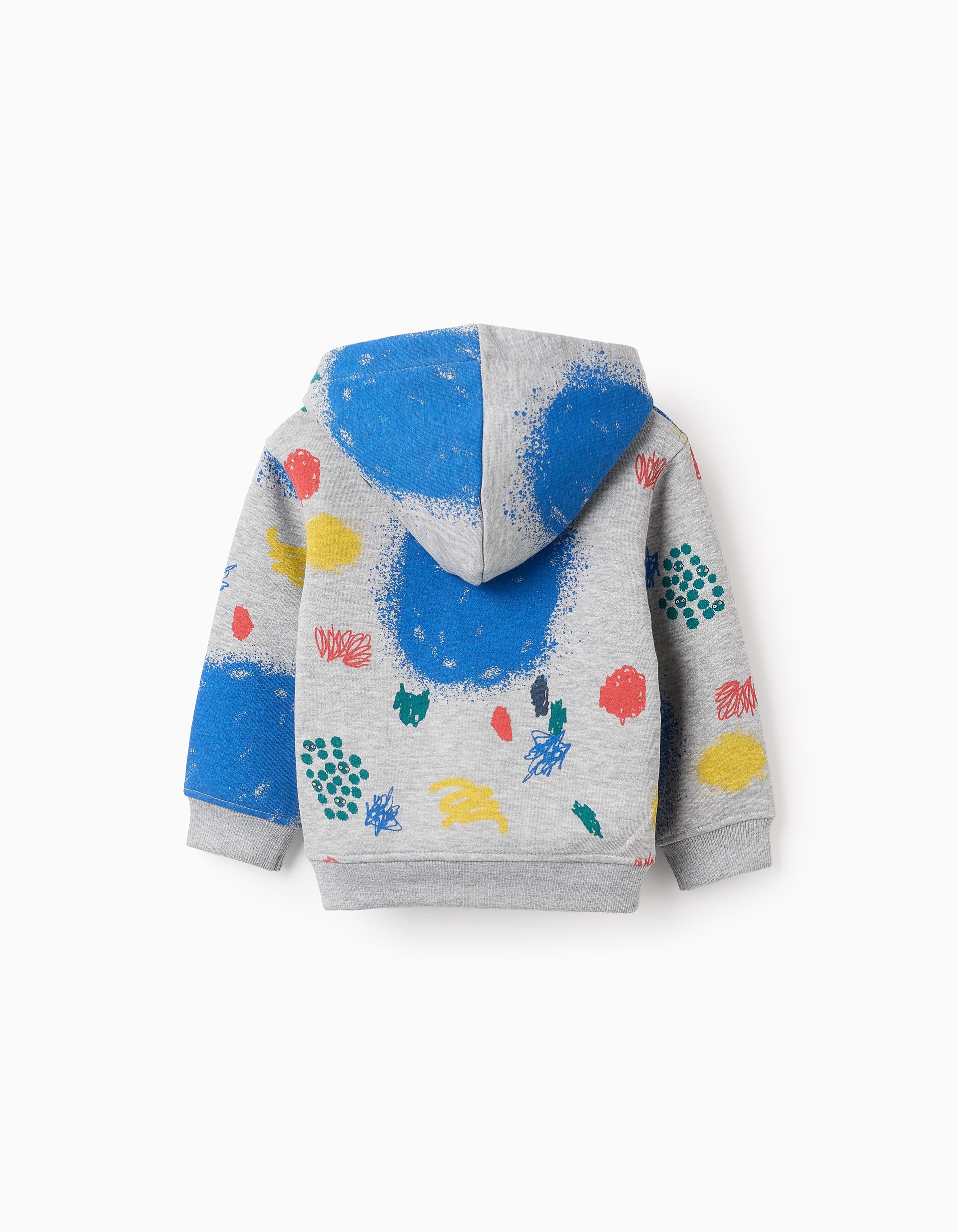 Fleece Hooded Sweatshirt for Baby Boys 'Emotion Monsters', Grey