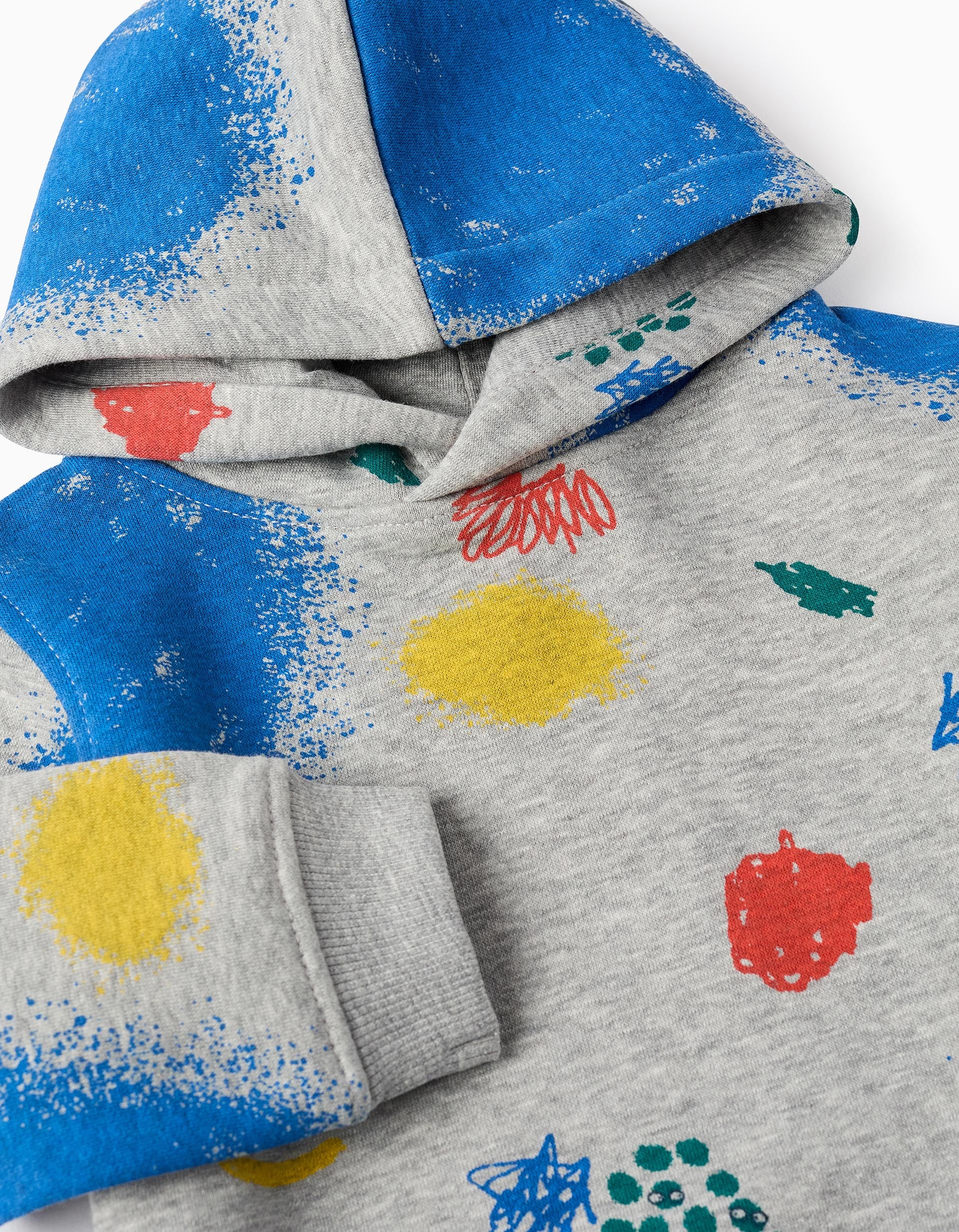 Fleece Hooded Sweatshirt for Baby Boys 'Emotion Monsters', Grey