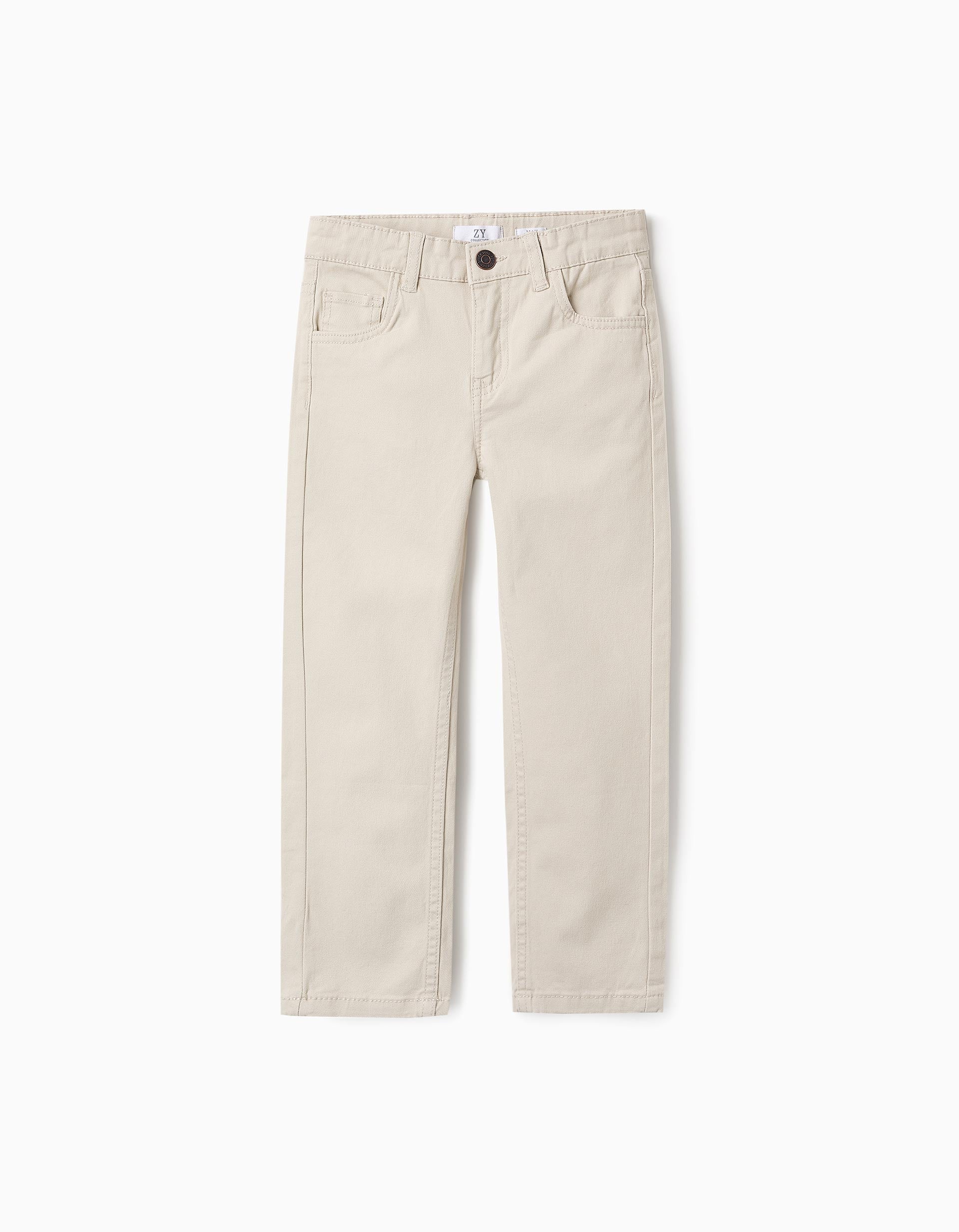 Pantalon en Sergé pour Garçon 'Slim Fit', Beige