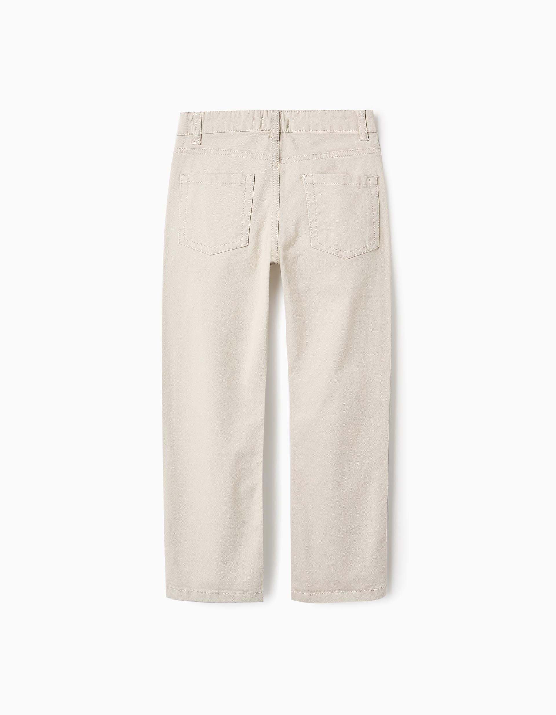 Pantalon en Sergé pour Garçon 'Slim Fit', Beige