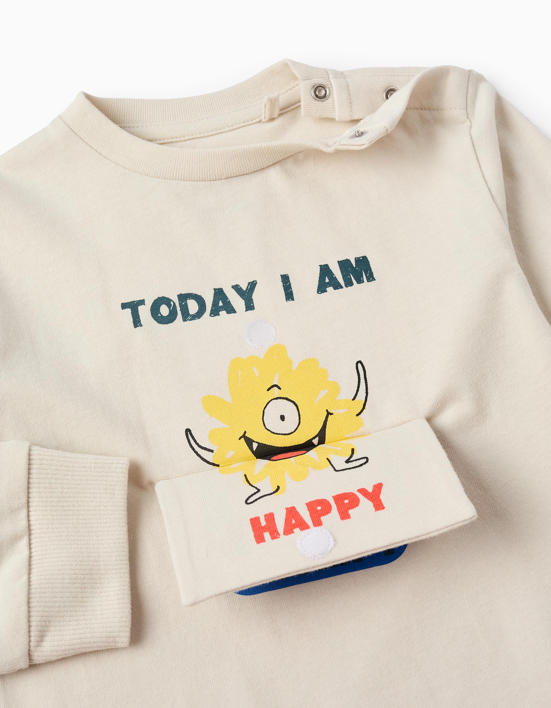 Camiseta de Manga Larga para Bebé Niño 'Monstruos', Beige