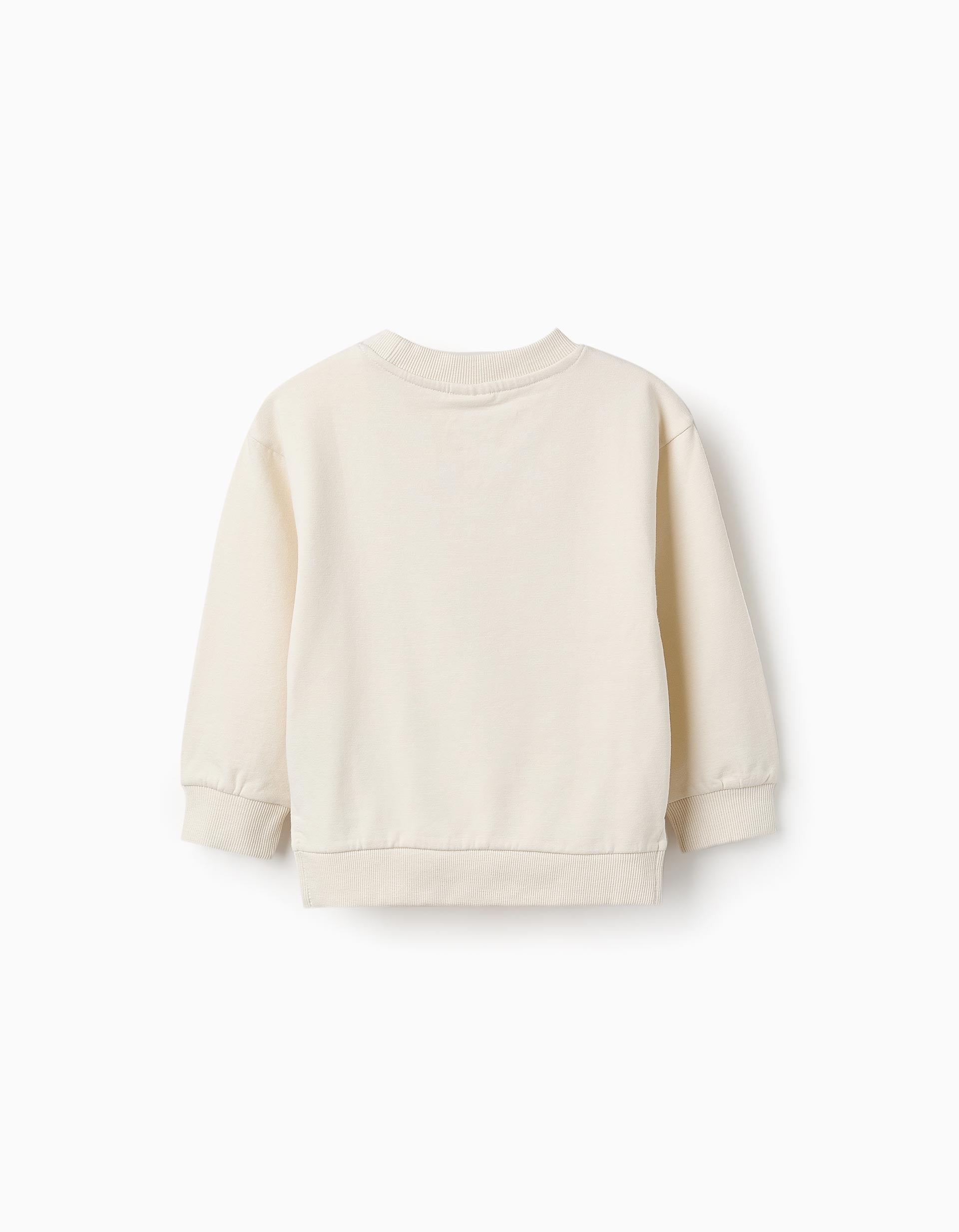 Sudadera Perchada con Bordados para Niña, Blanco/Rosa