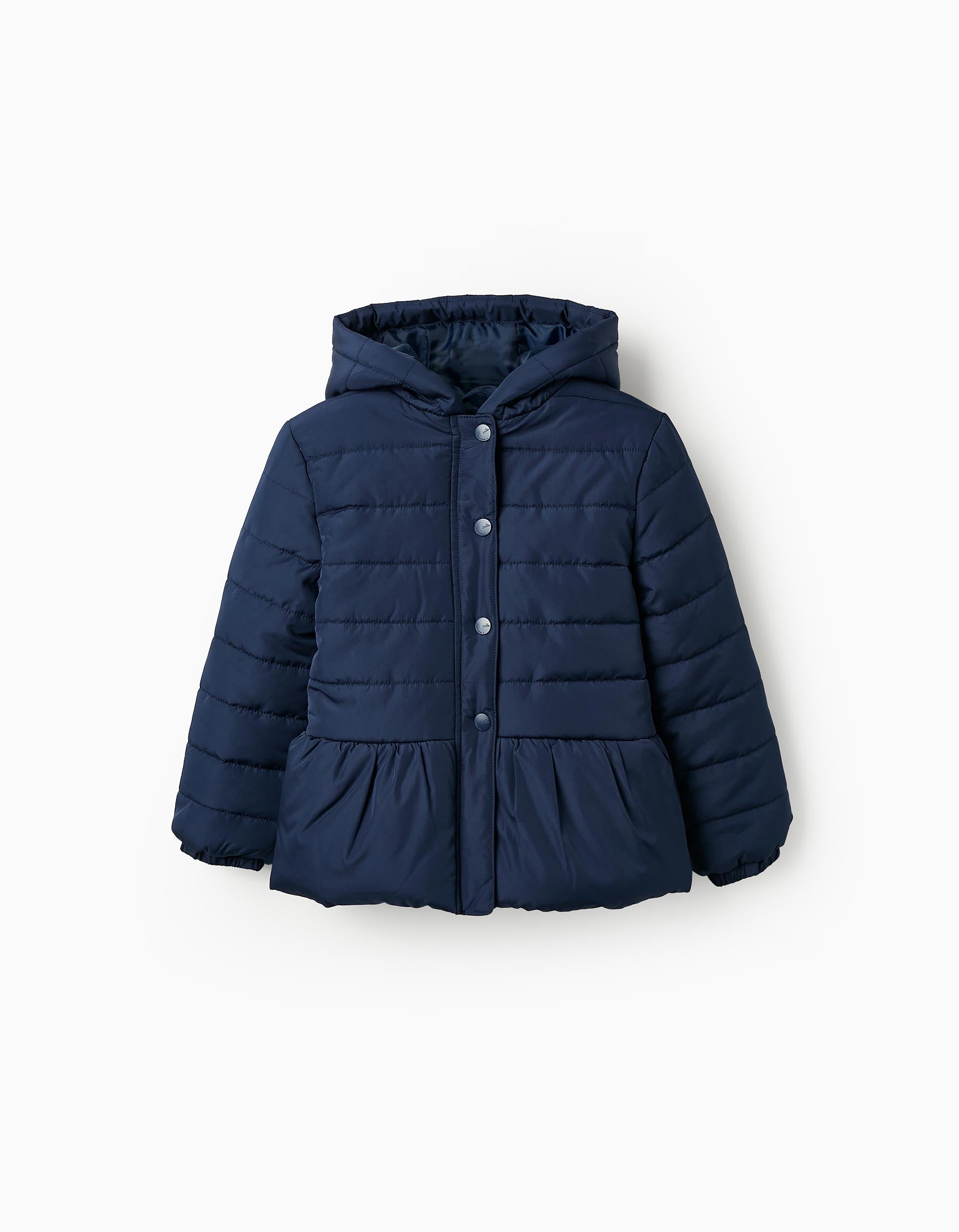 Manteau Matelassé avec Capuche pour Fille, Bleu Foncé