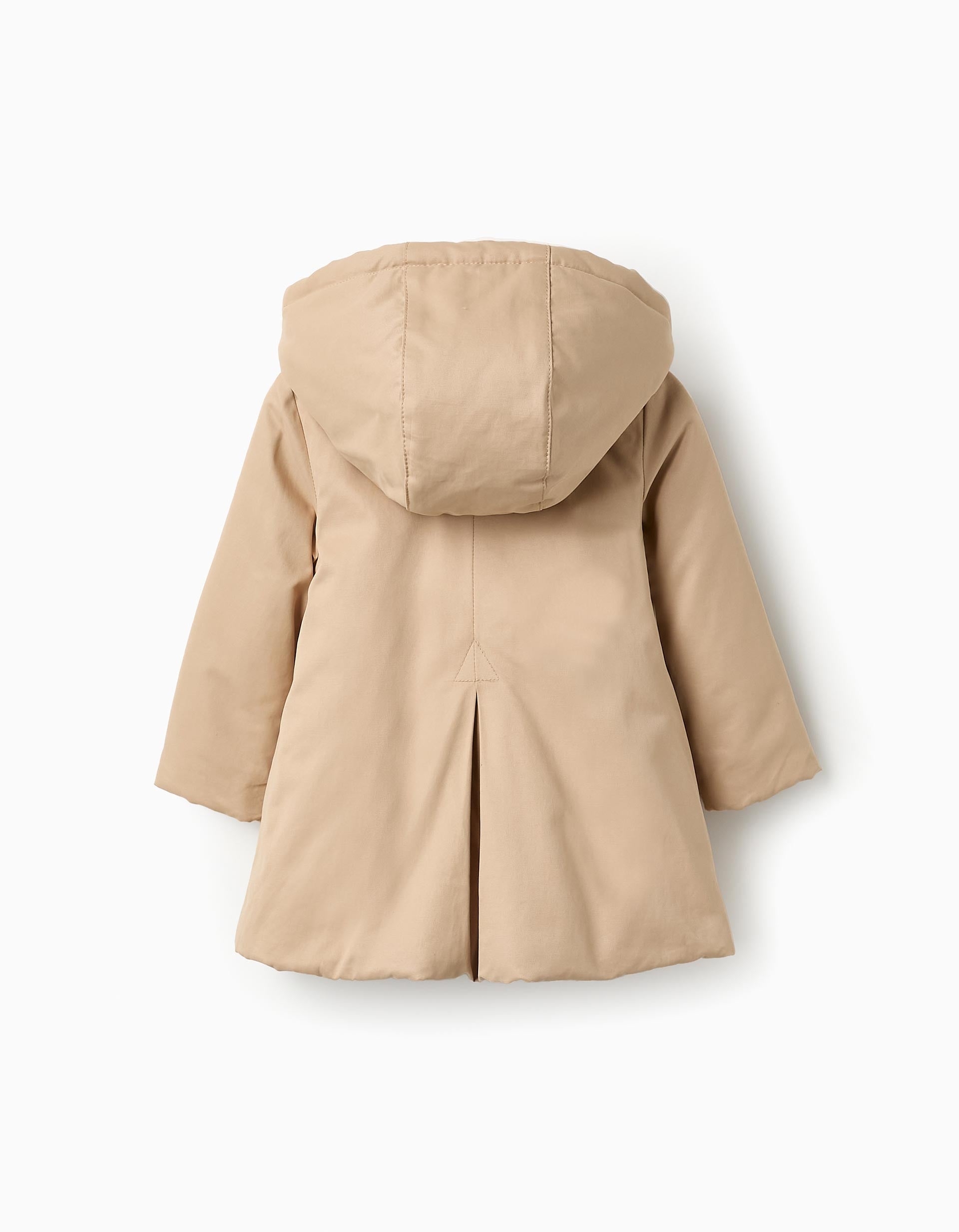 Chaqueta Acolchada con Capucha para Bebé Niña, Beige/Dorado