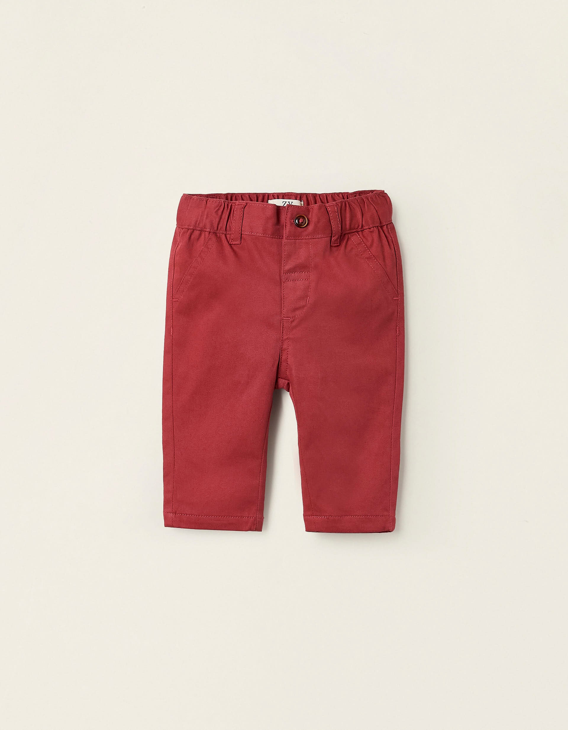 Chino Trousers for Newborn Boys, Dark Orange