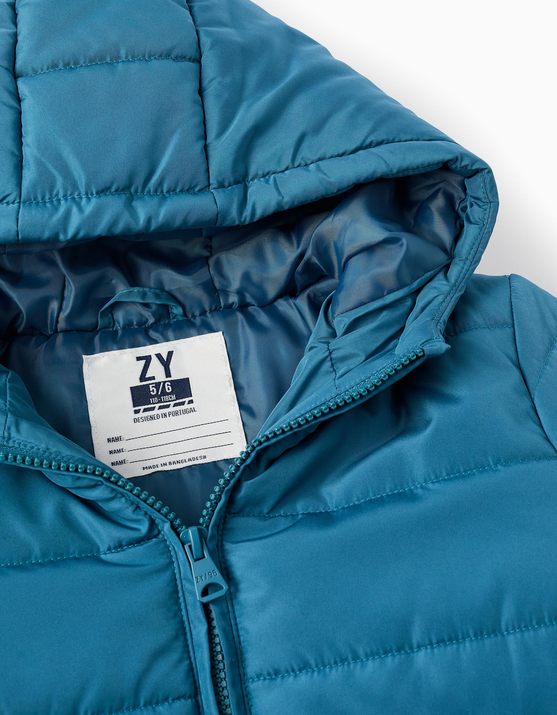 Padded Hooded Jacket for Boys, Turquoise