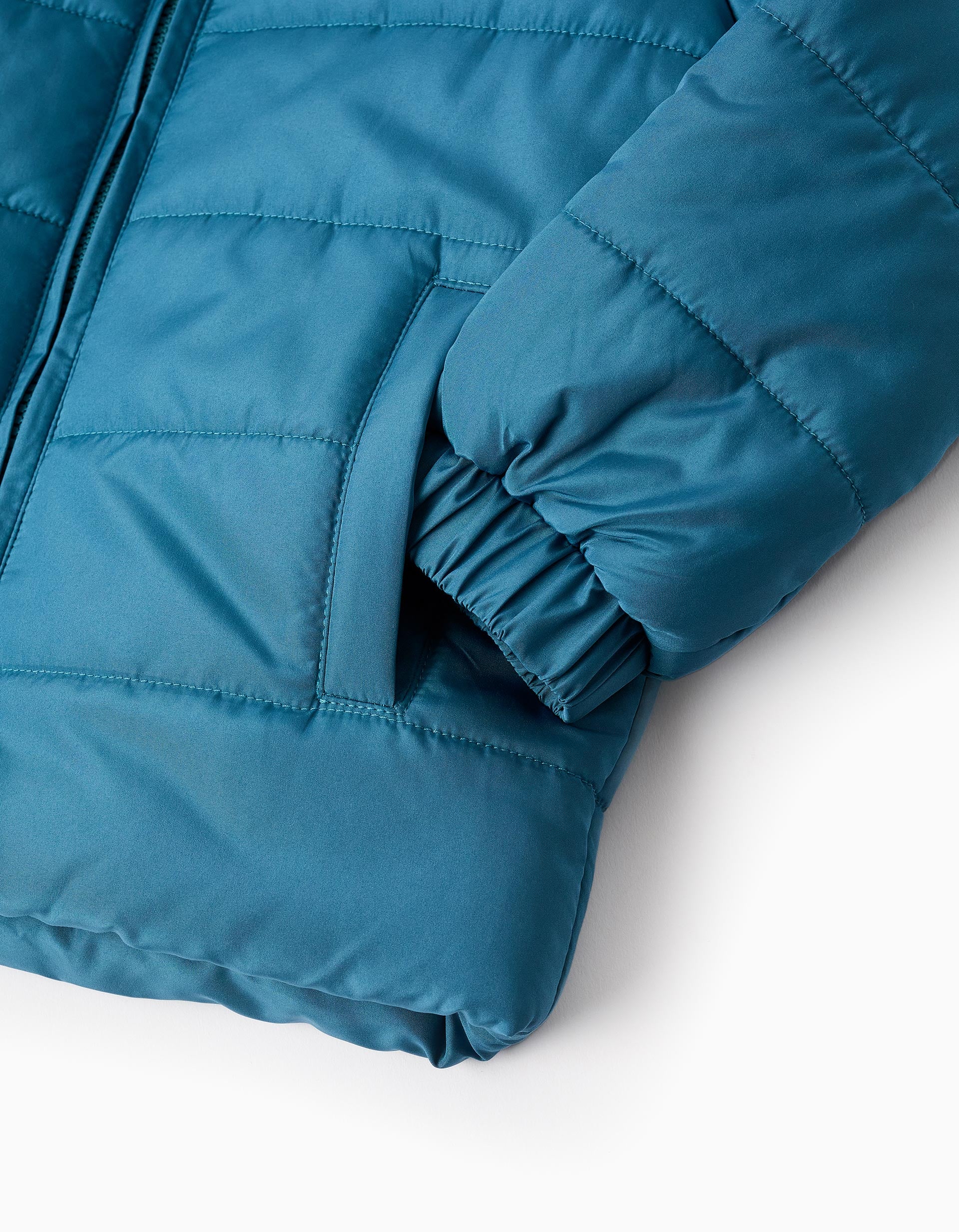 Padded Hooded Jacket for Boys, Turquoise