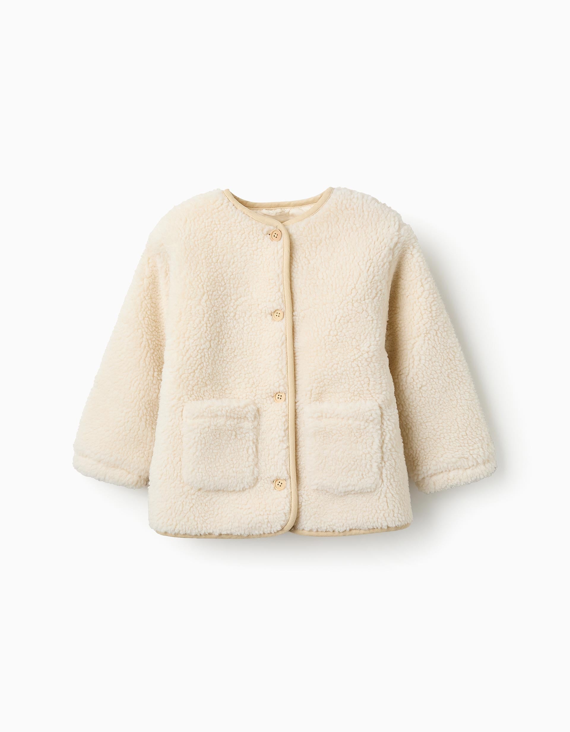 Manteau Matelassé en Sherpa pour Fille, Blanc