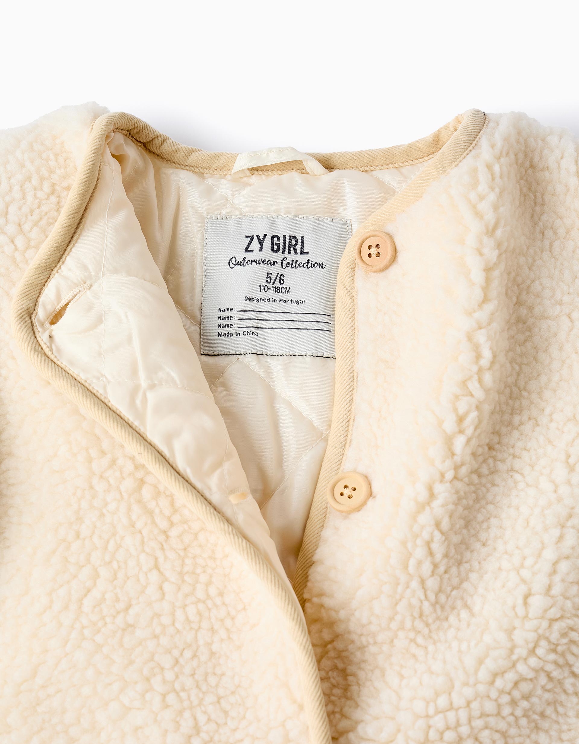 Casaco Acolchoado de Sherpa para Menina, Branco